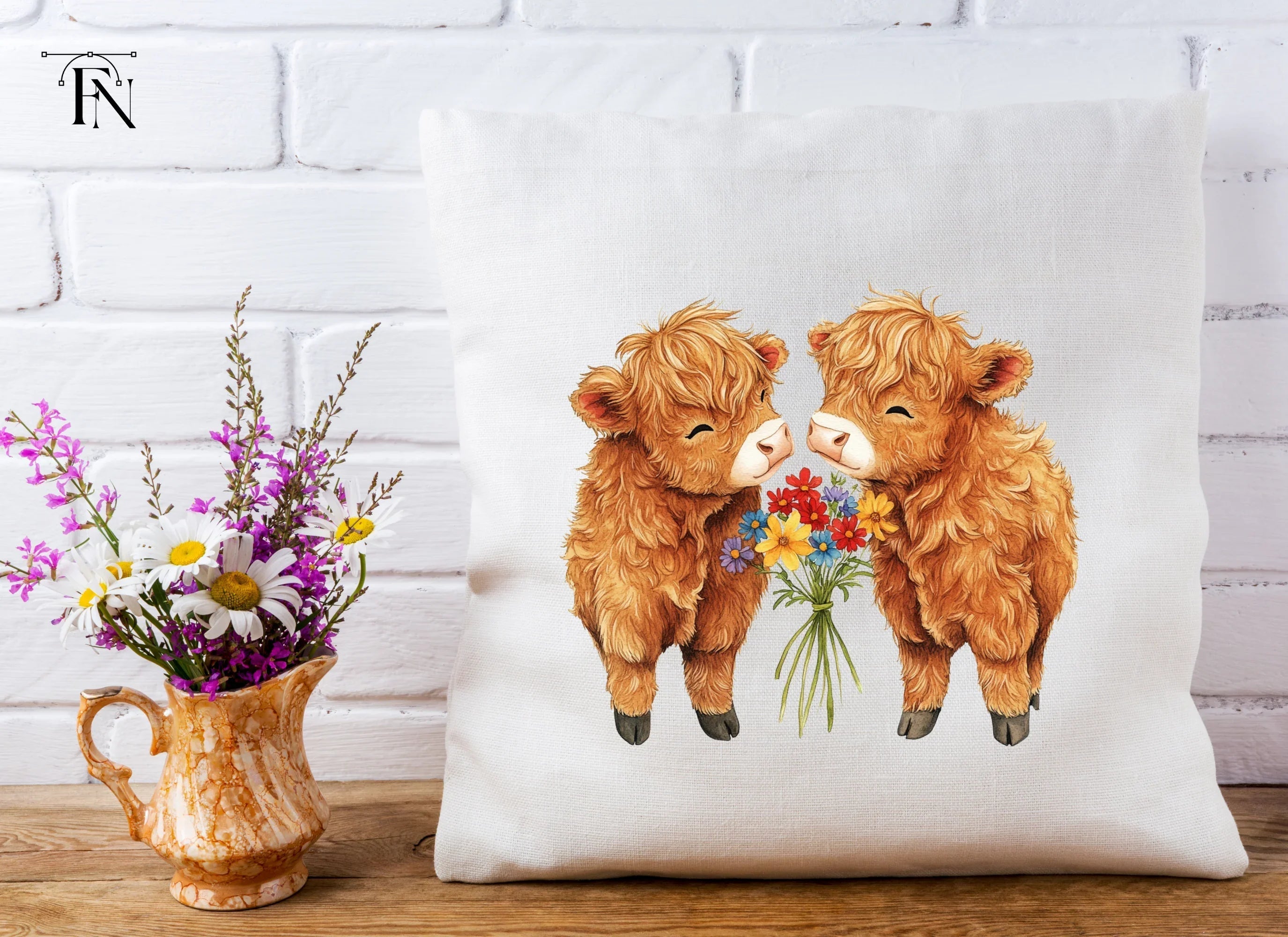 Cute Highland Cow Couples Clipart Bundle