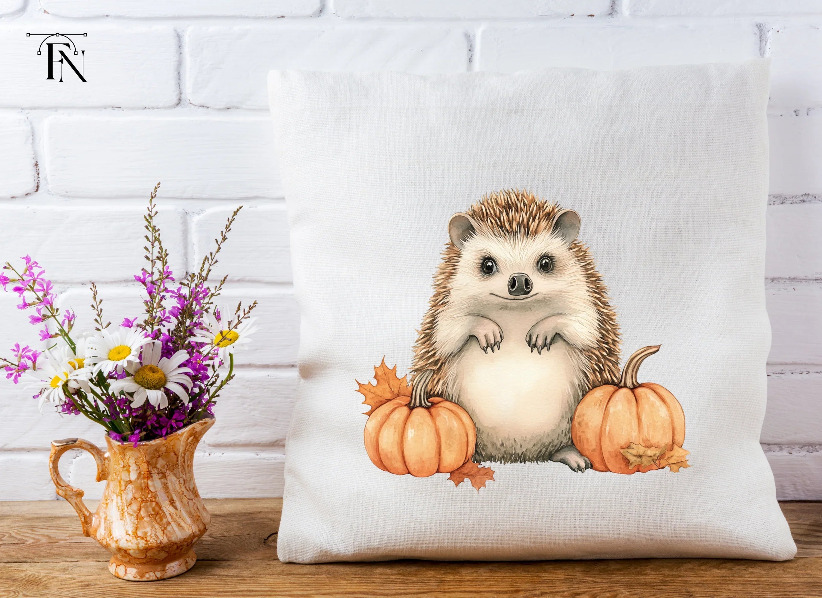 Hedgehog and Pumpkins Fall Clipart Bundle