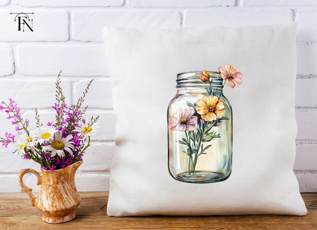Flowers in Mason Jar Clipart Bundle