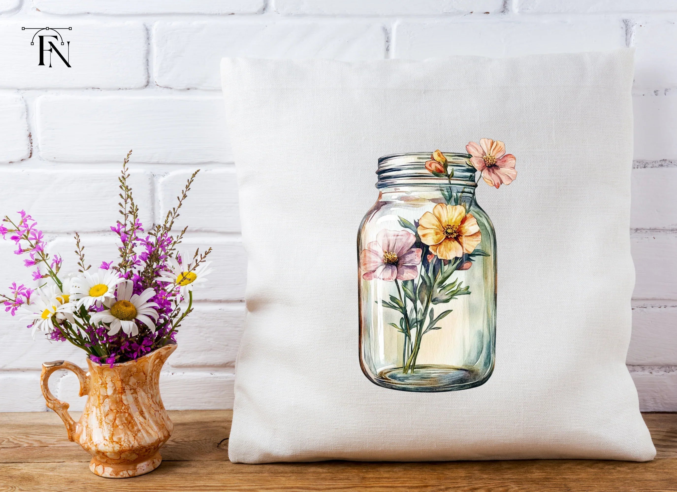 Flowers in Mason Jar Clipart Bundle