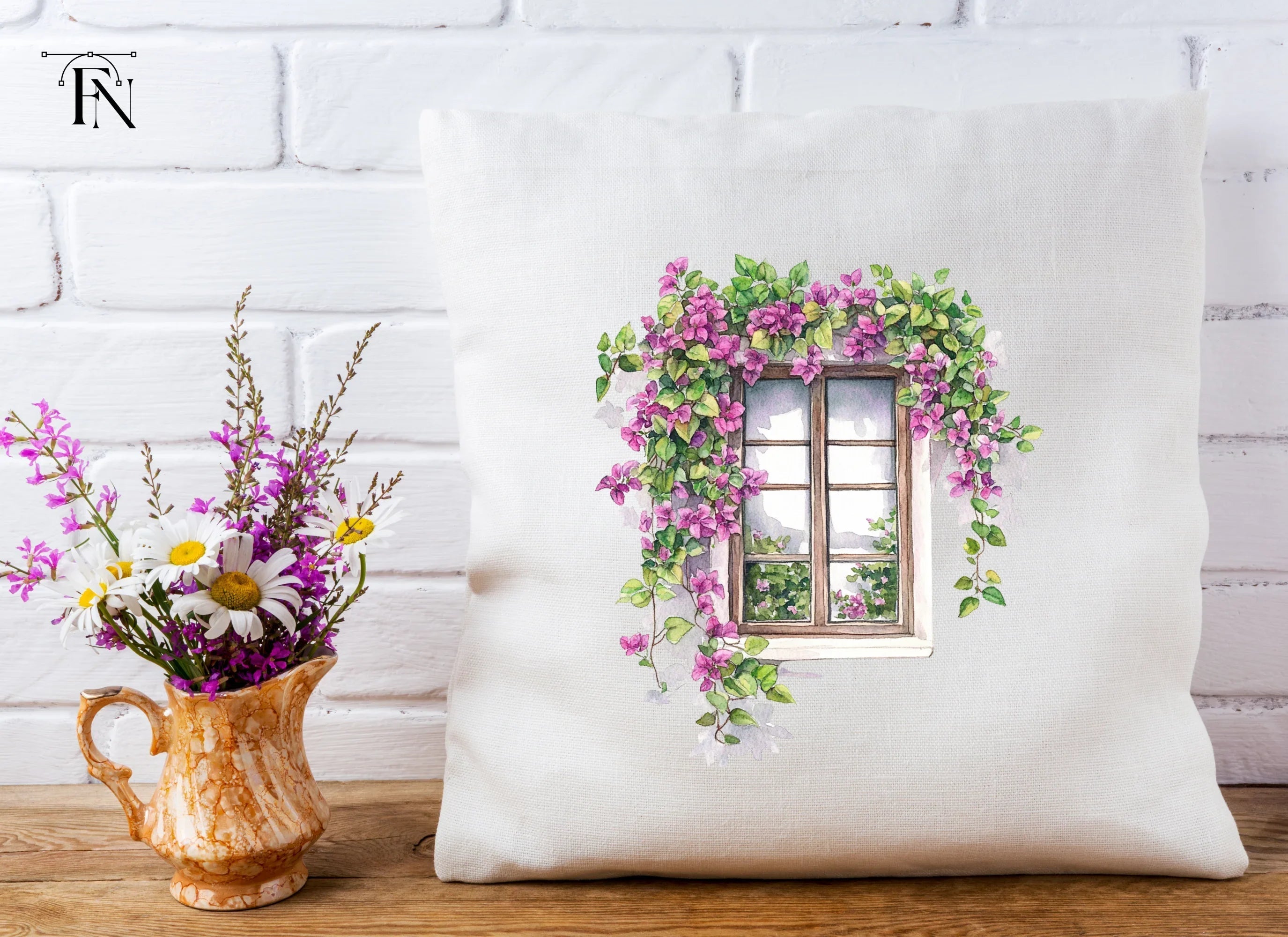 Window with Bougainvillea Clipart Bundle