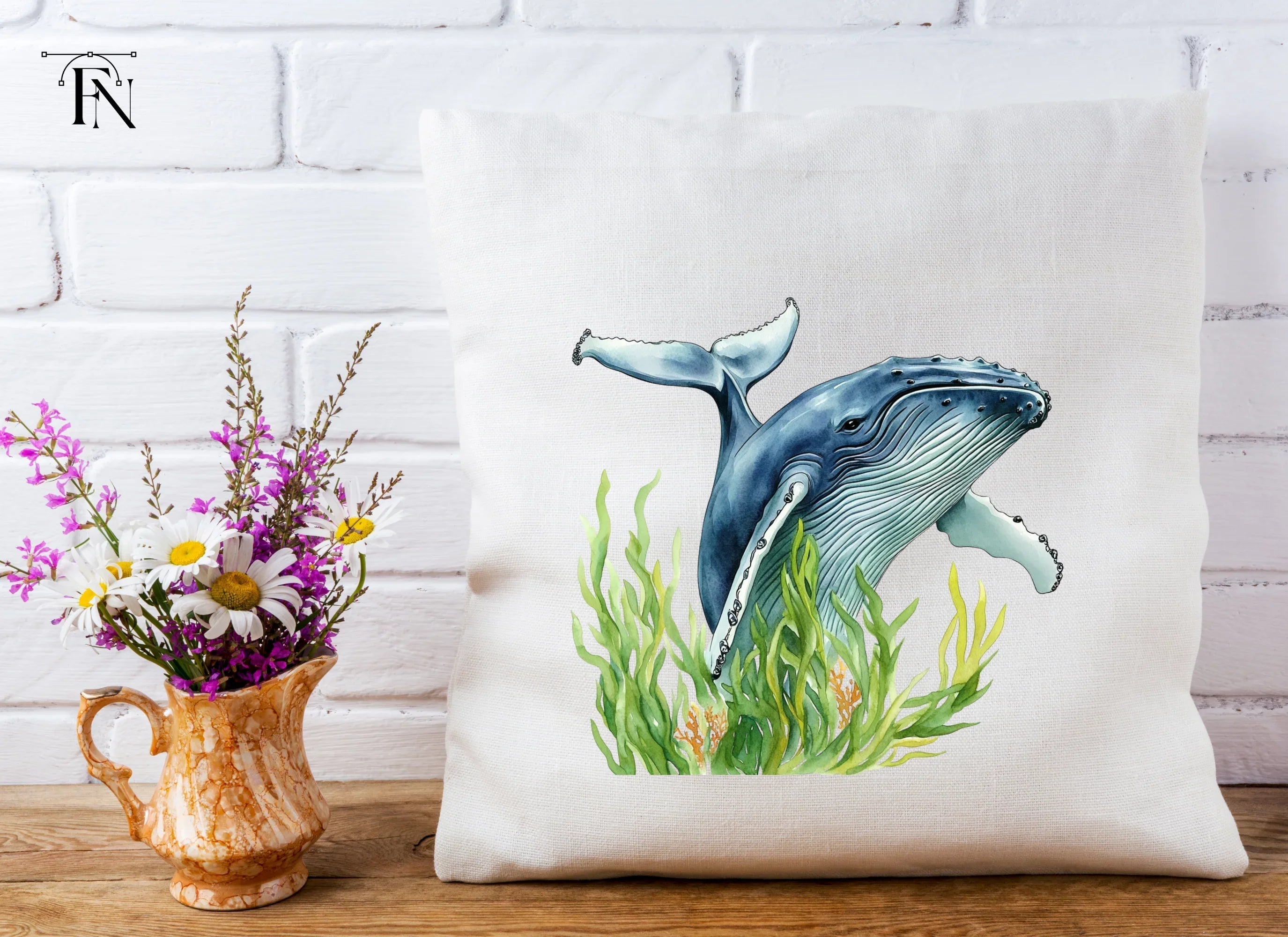 Humpback Whales in Seaweed Clipart Bundle