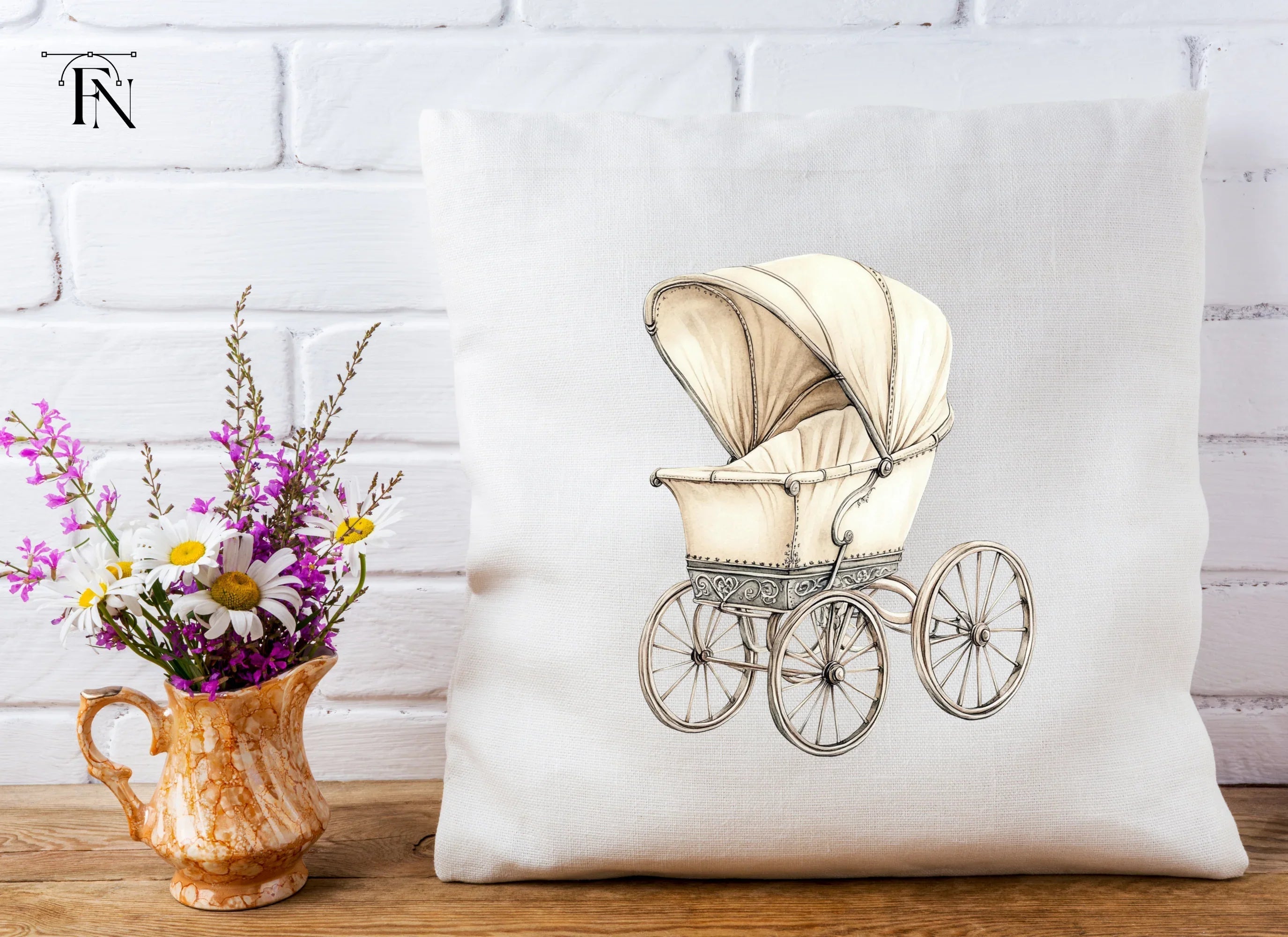 Antique Baby Pram Clipart Bundle