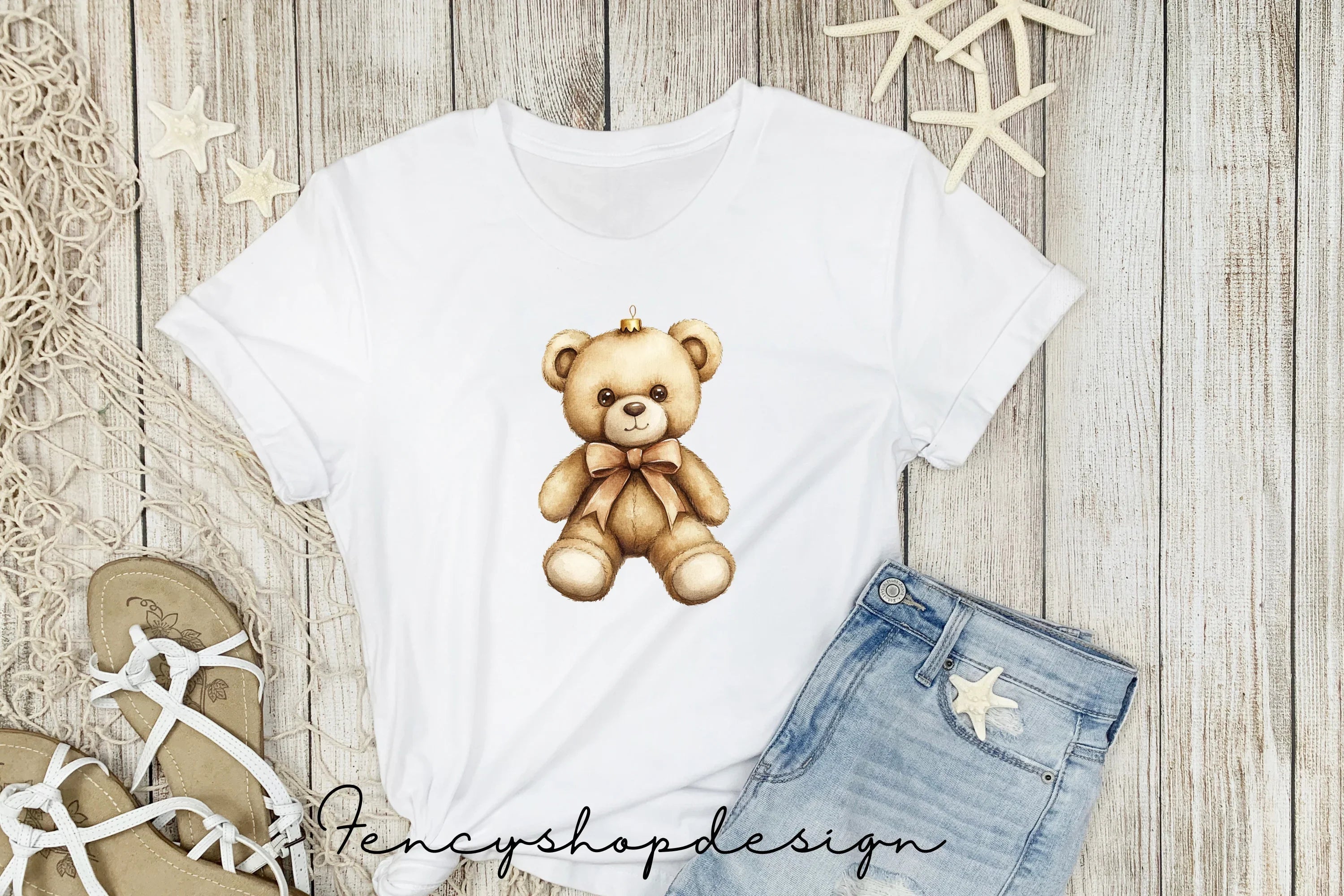 Teddy Bear Christmas Ornaments Clipart Bundle