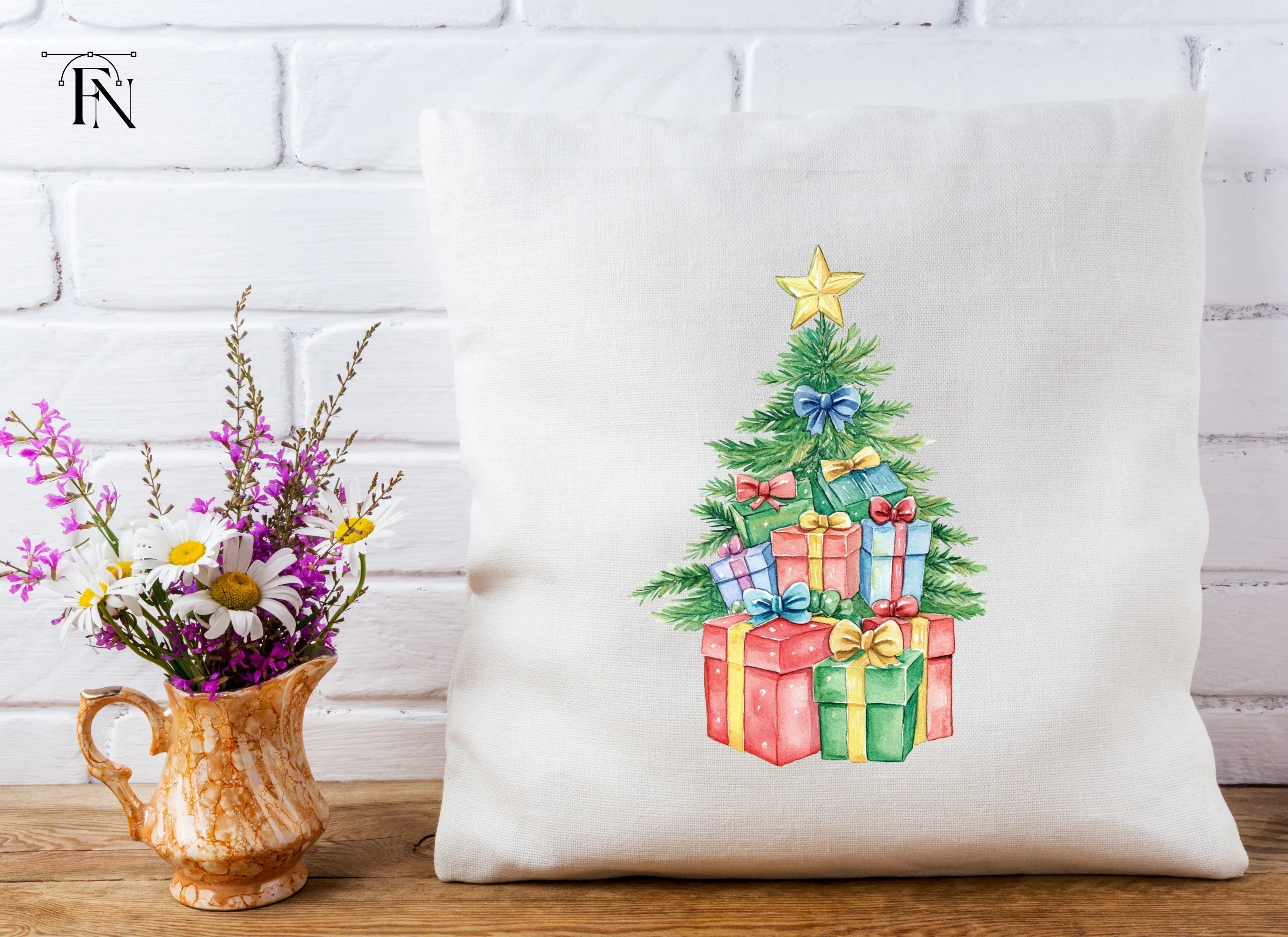 Christmas Trees with Presents Clipart Bundle