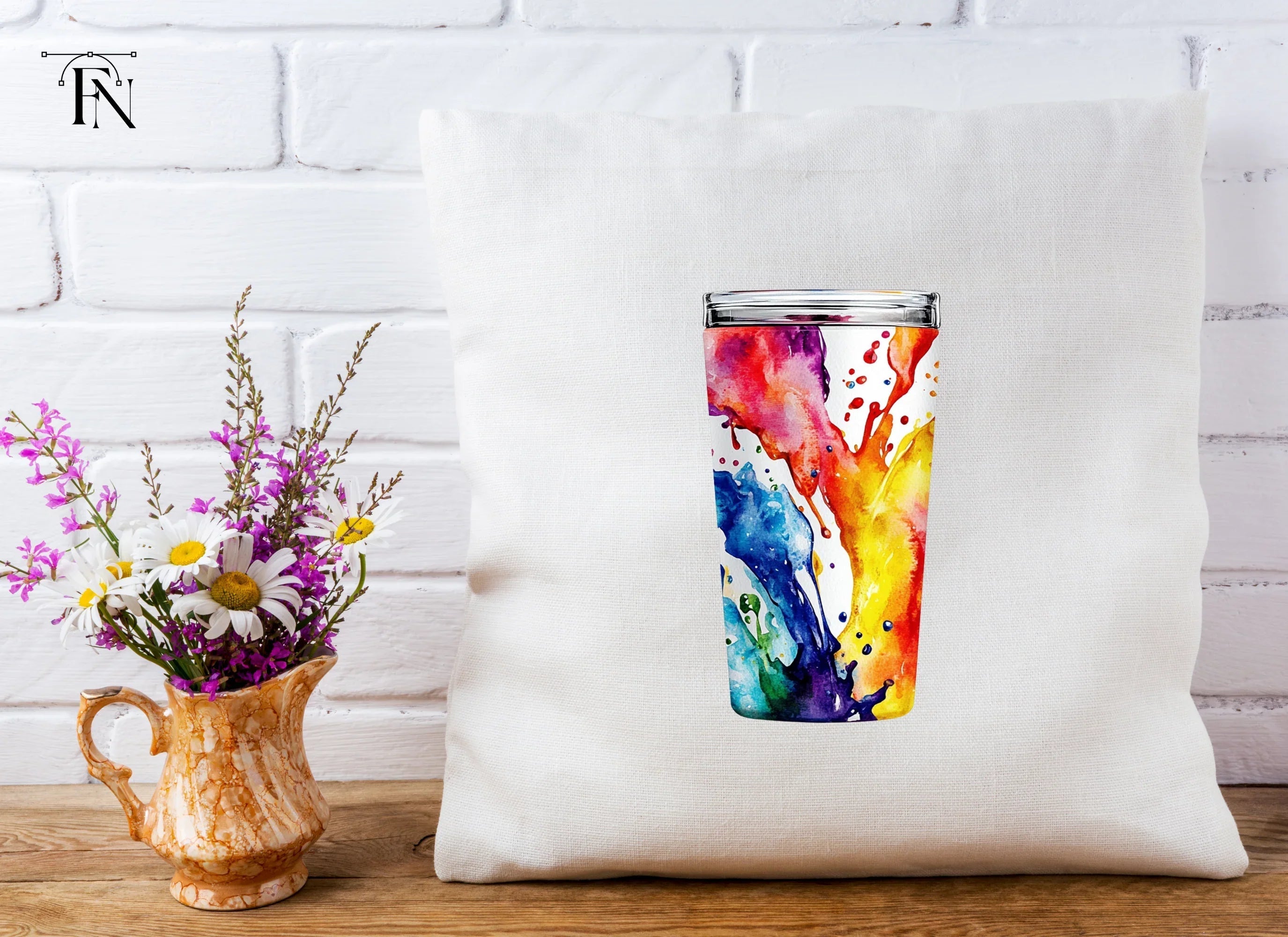 Rainbow Paint Splash Tumbler Clipart Bundle
