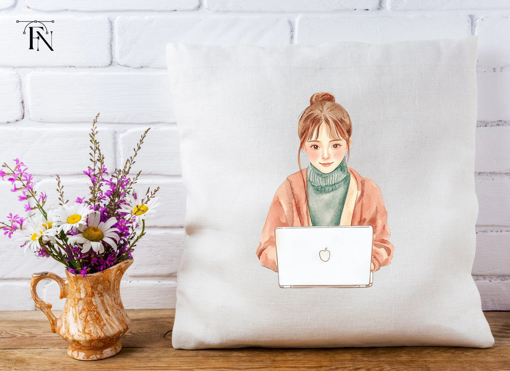 Girl With Laptop Clipart Bundle