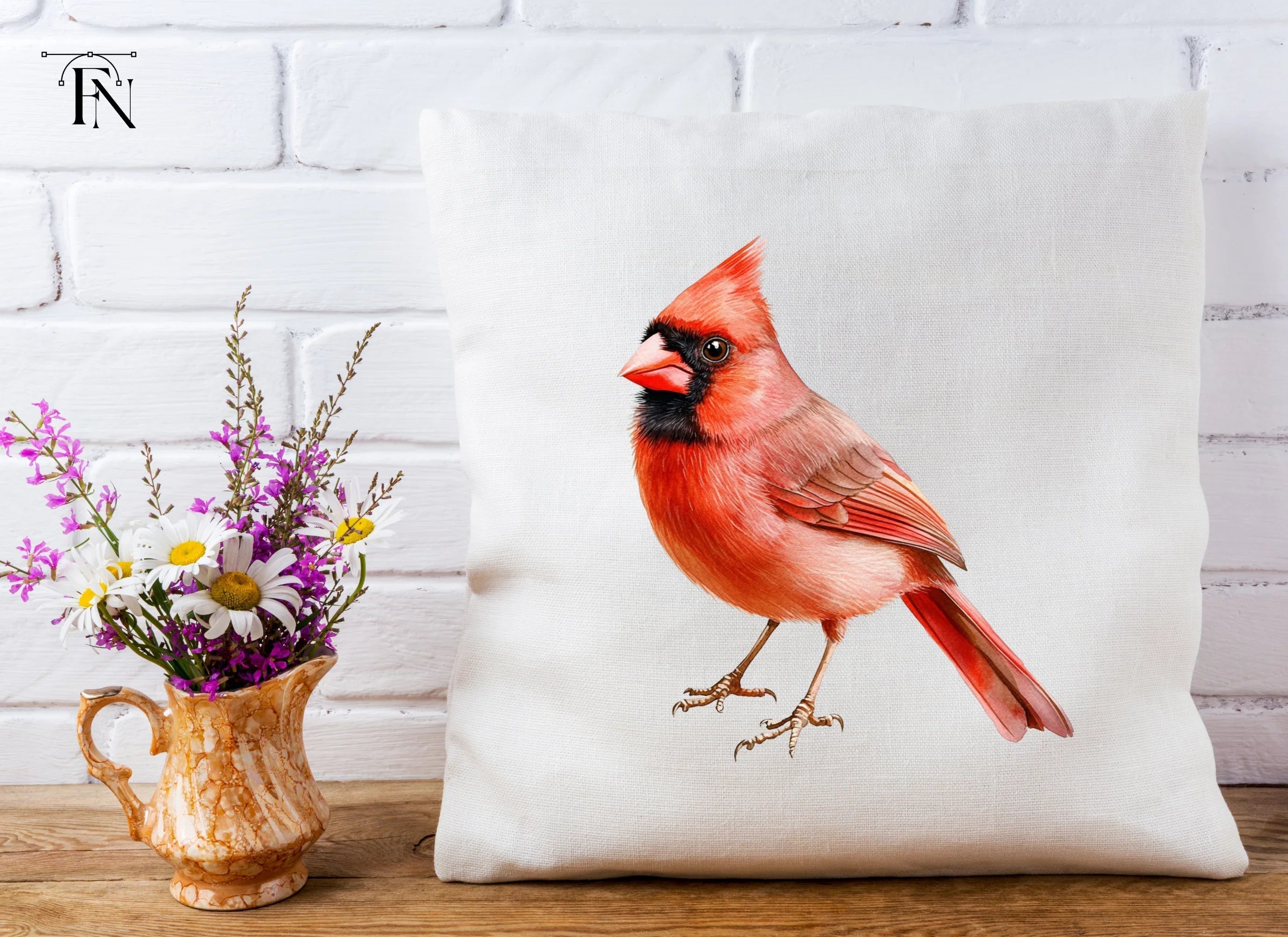 Realistic Red Cardinal Bird Clipart Bundle