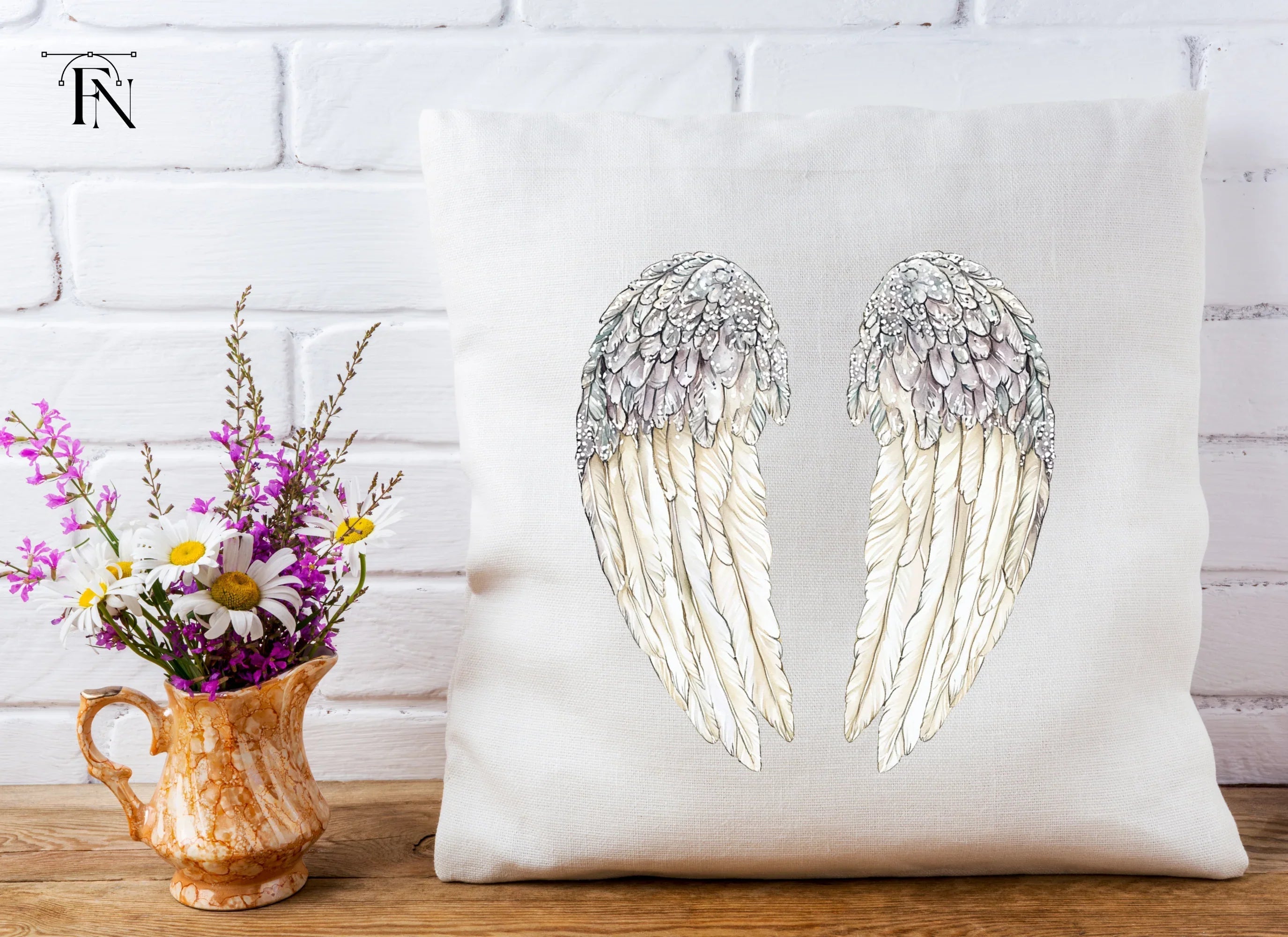 Sparkling White Angel Wings Clipart Bundle