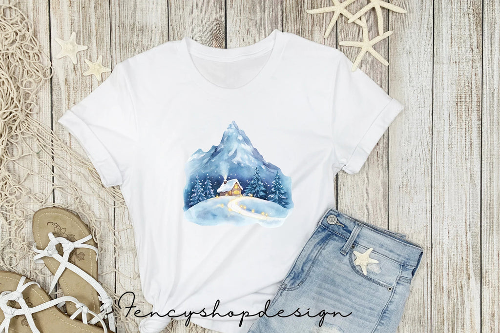 Winter Cabin Clipart Bundle