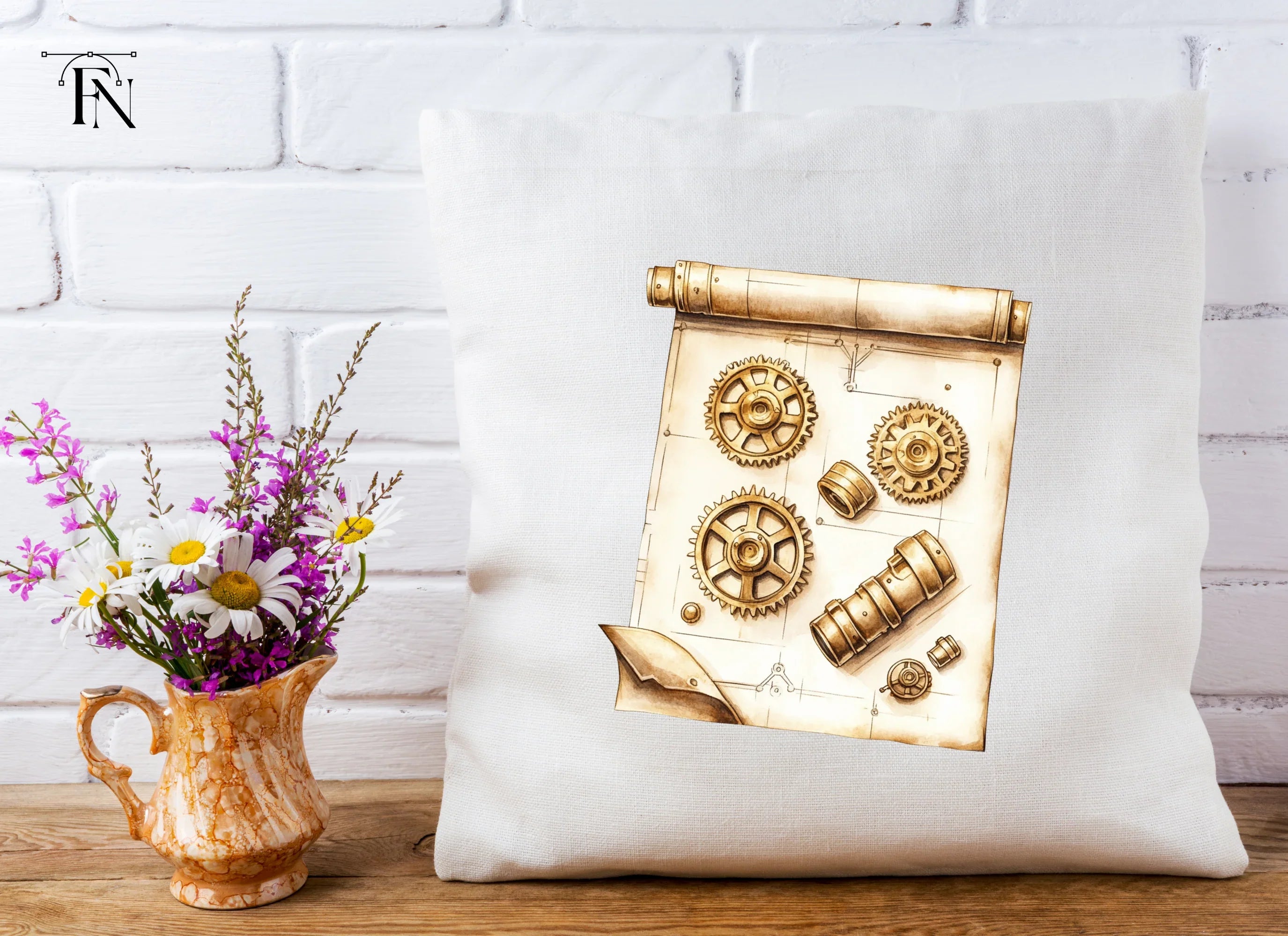 Steampunk Gears Blueprint Clipart Bundle