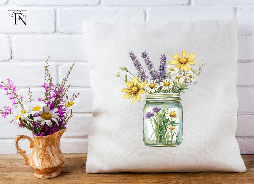 Wildflower Mason Jar Bouquets Clipart Bundle