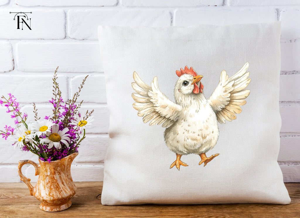 Cute White Chicken Clipart Bundle