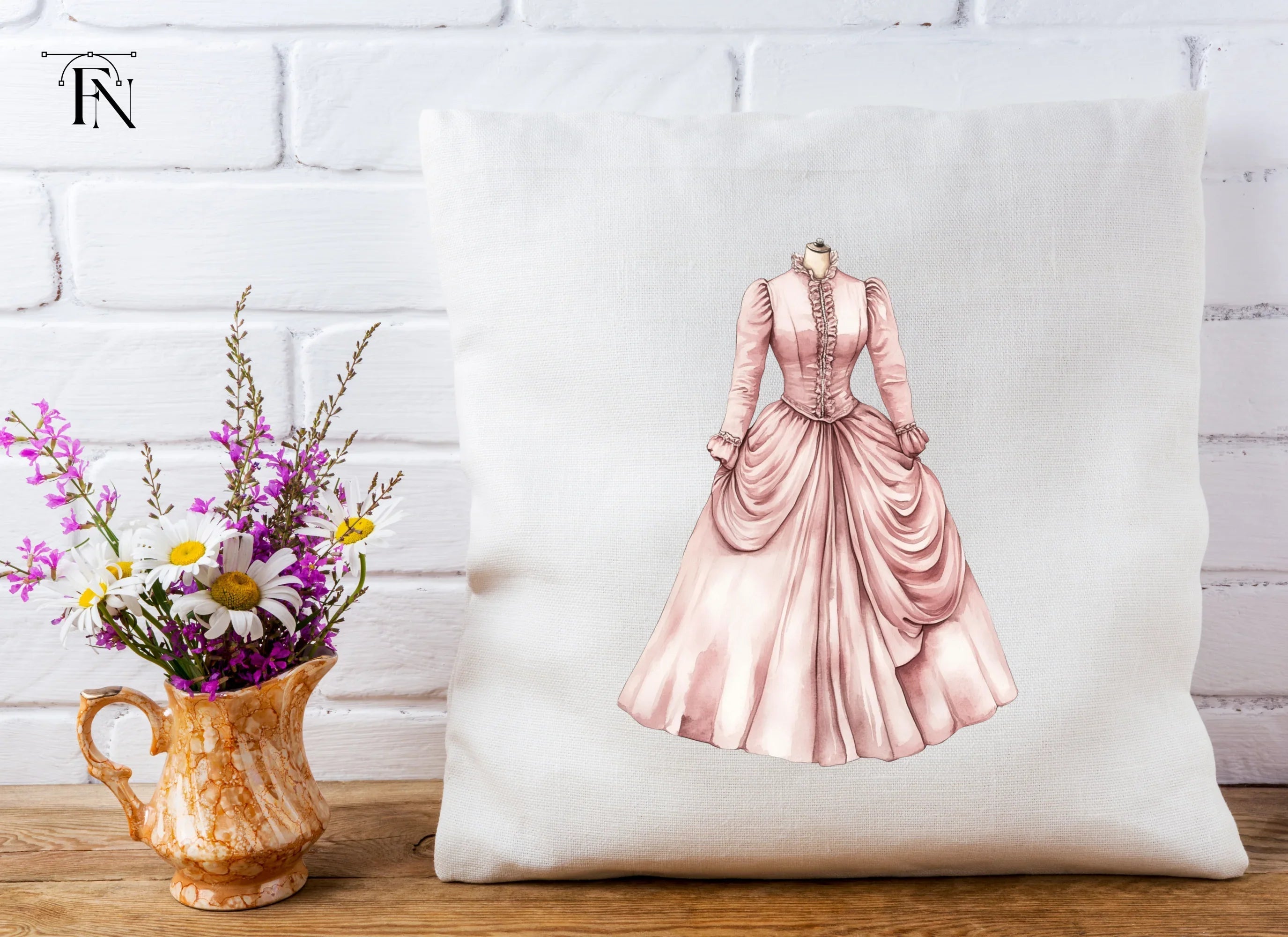 Elegant Pink Victorian Gown Clipart Bundle