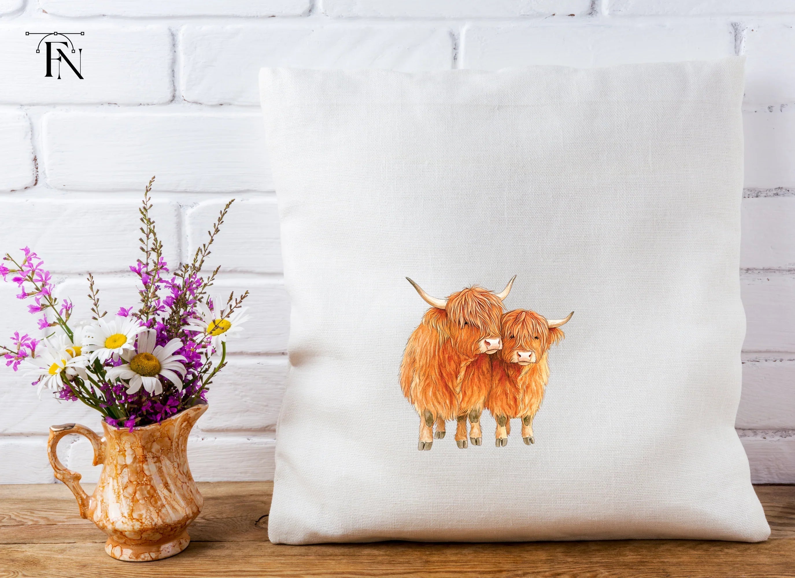 Highland Cow and Calf Clipart Bundle