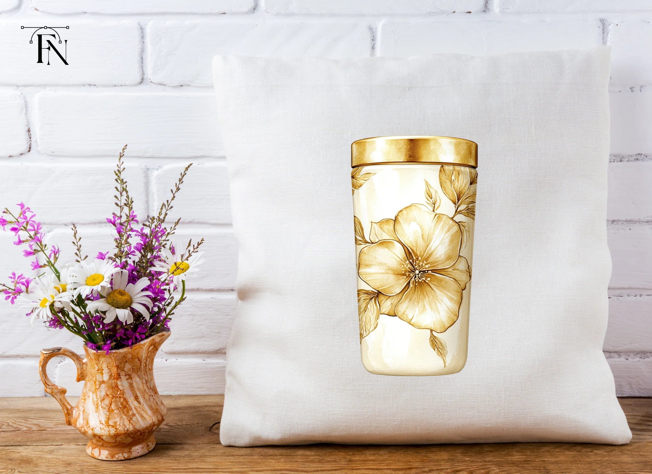 Vintage Sepia Floral Tumbler Clipart Bundle