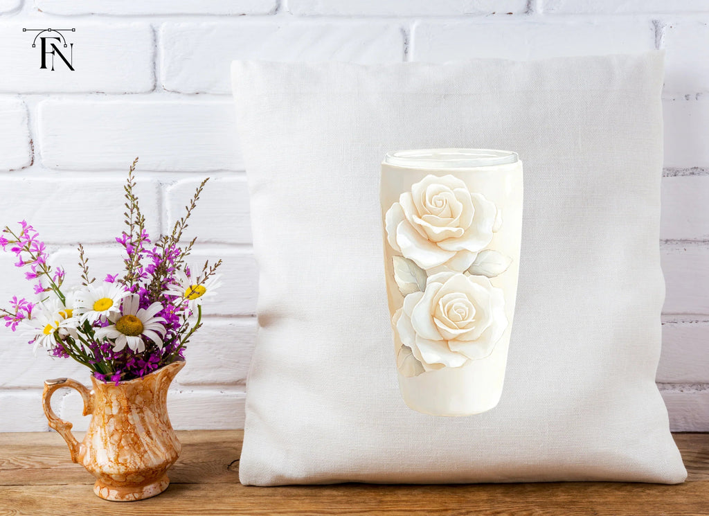 Elegant White Rose Tumbler Clipart Bundle