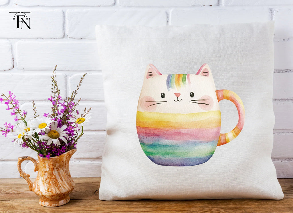 Cute Rainbow Cat Clipart Bundle