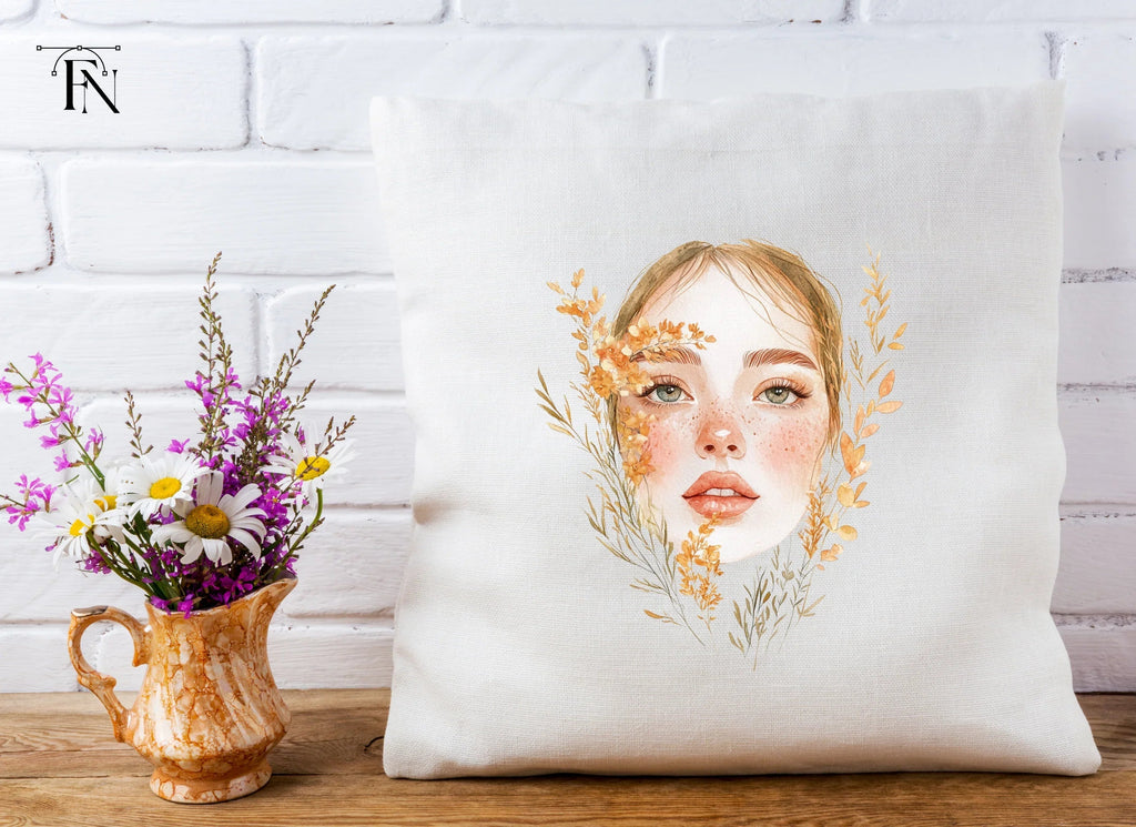 Autumn Flowers Woman Face Clipart Bundle
