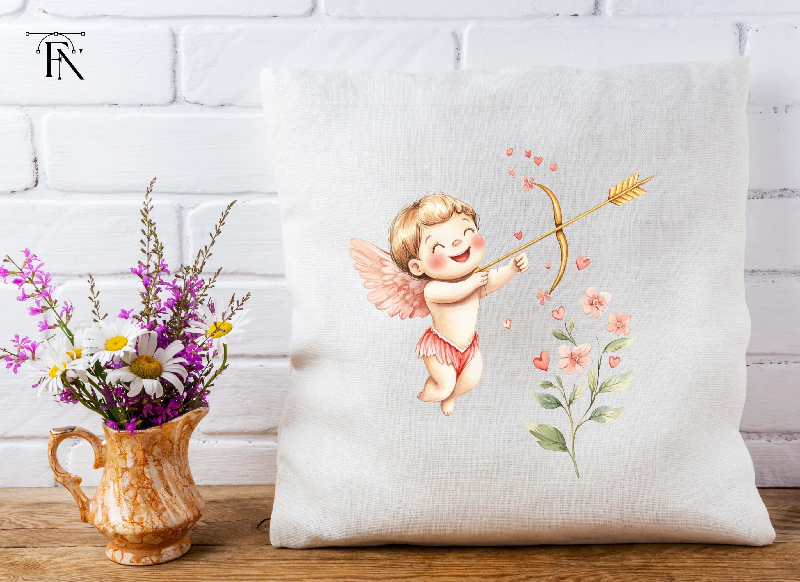 Happy Cupid Floral Elements Clipart Bundle
