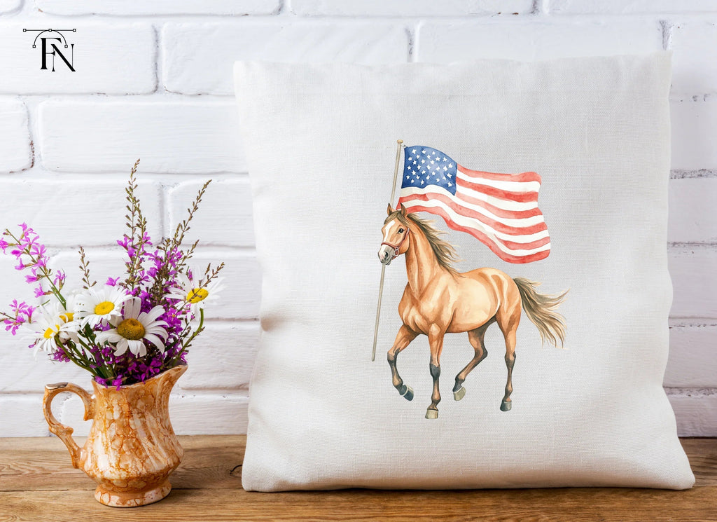 Patriotic Horses with American Flags Clipart Bundle