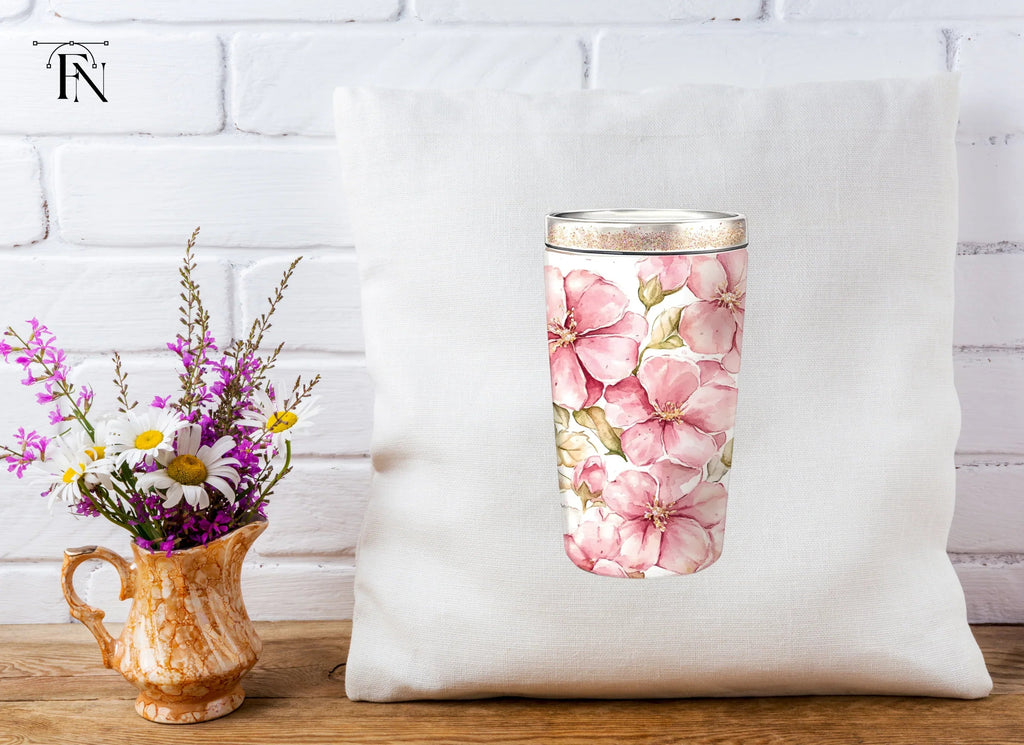 Pink Floral Tumbler Clipart Bundle