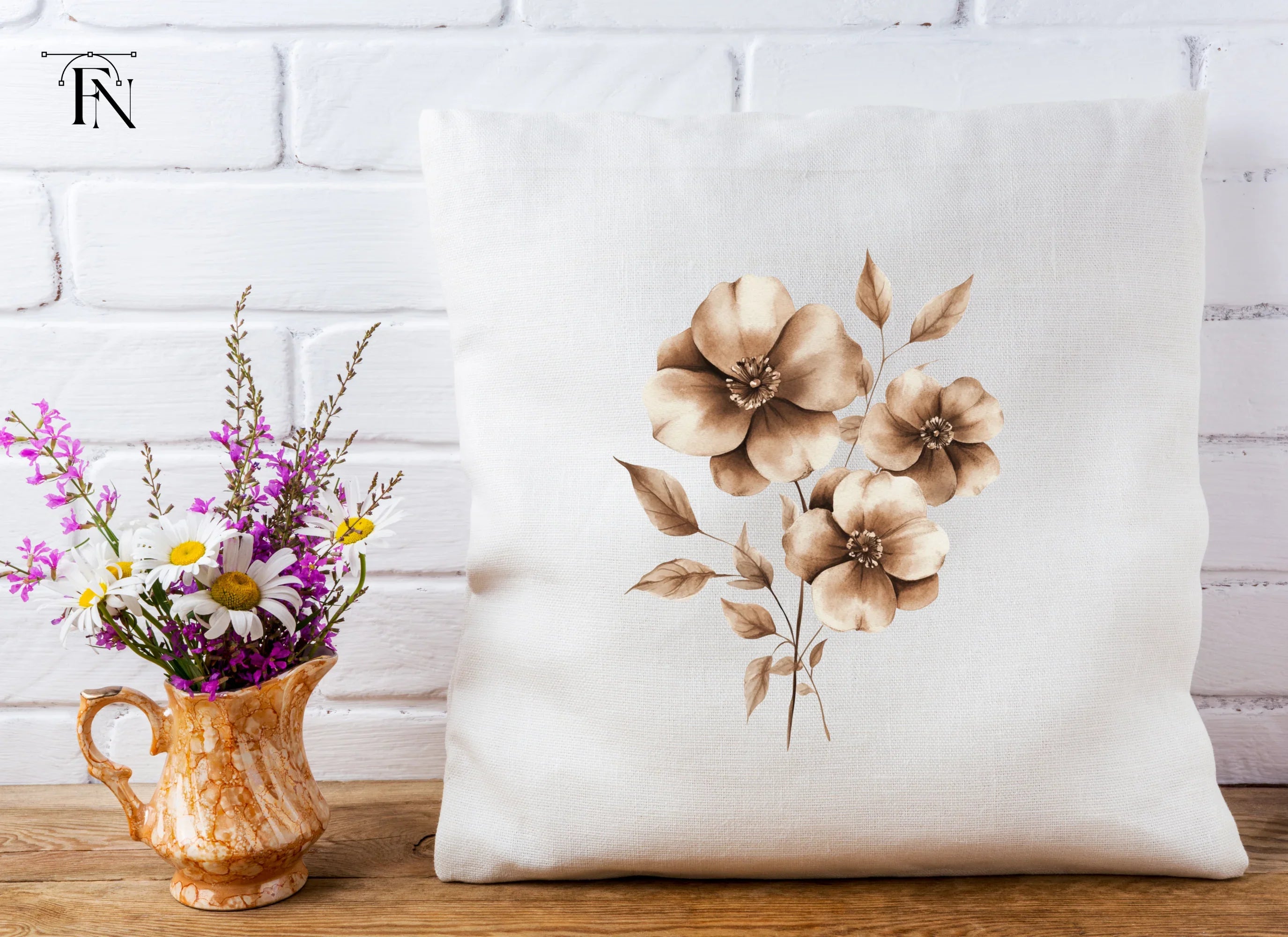 Elegant Sepia Floral Clipart Bundle