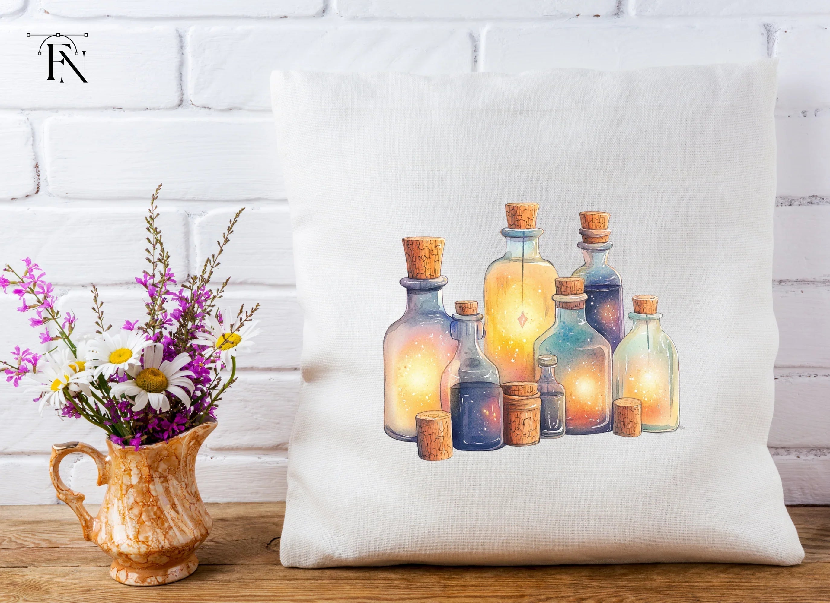 Magical Glowing Potion Bottles Clipart Bundle