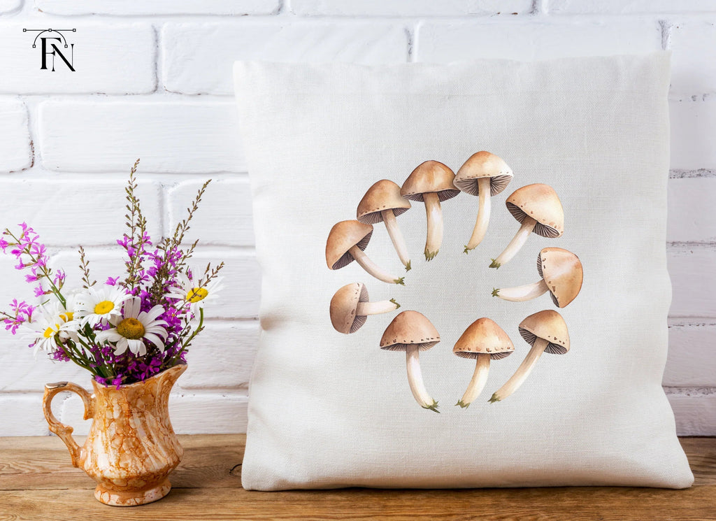 Earthy Mushroom Circle Clipart Bundle