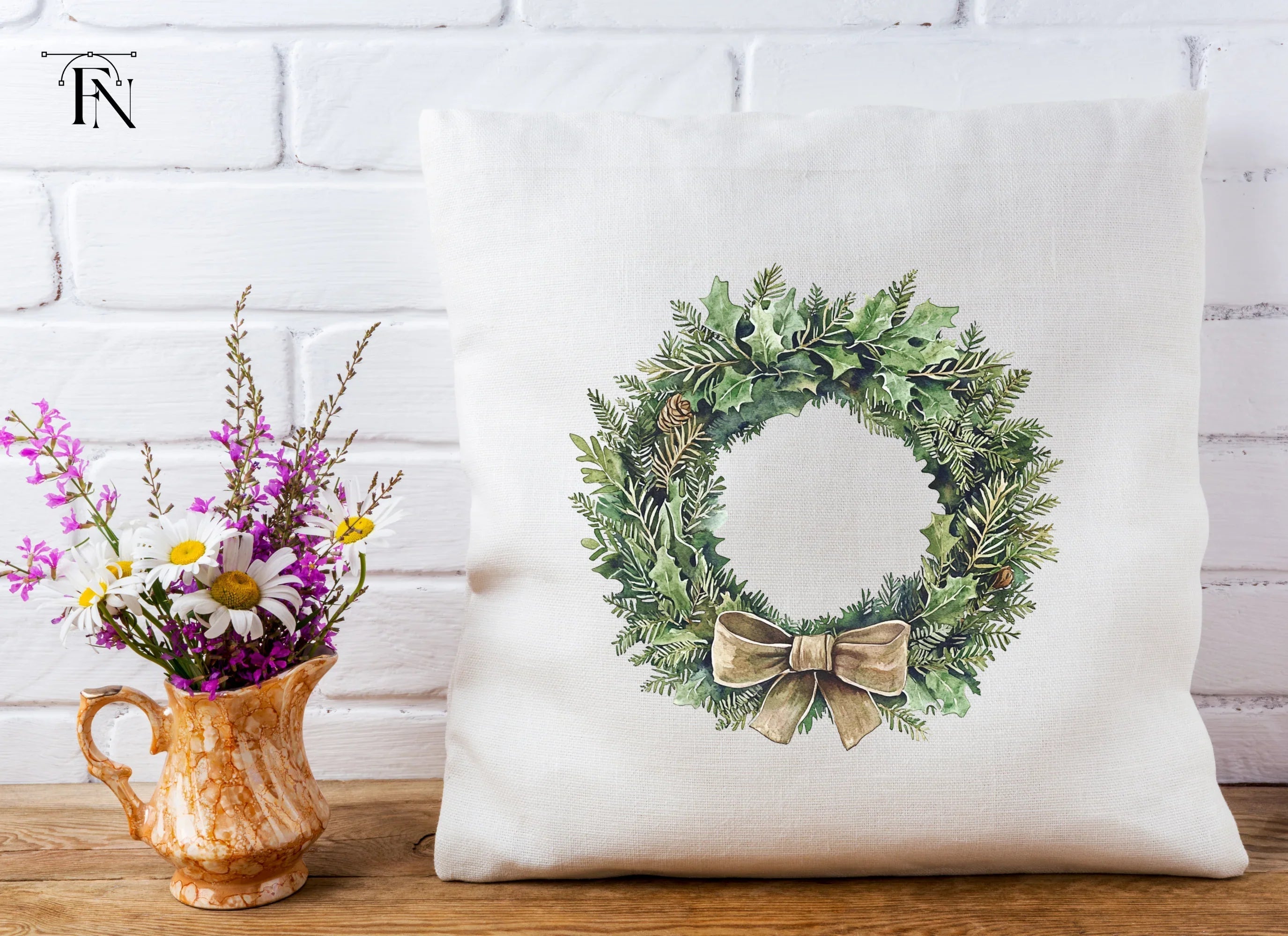 Elegant Holly Wreath Clipart Bundle