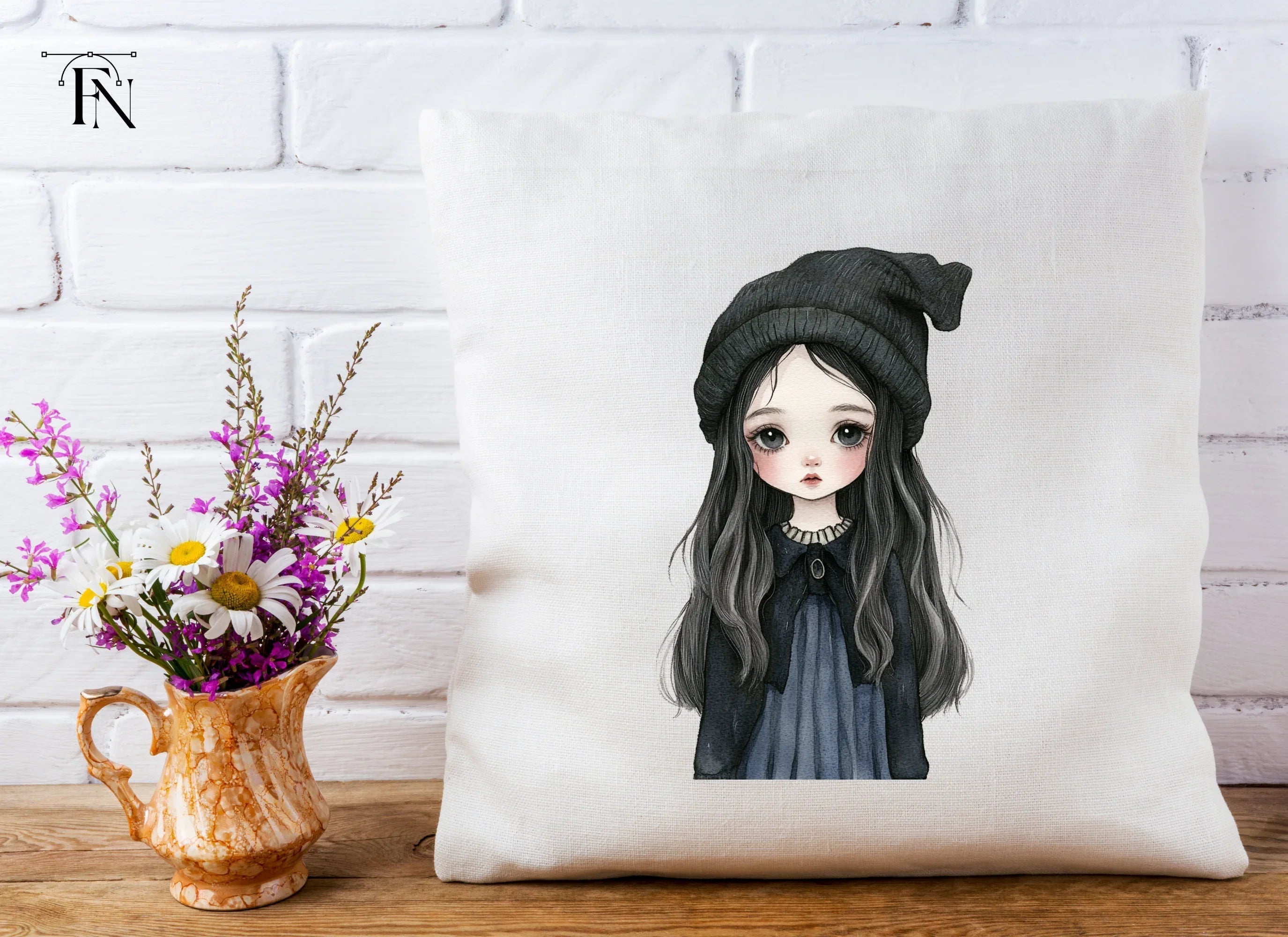 Cute Goth Girl with Beanie Clipart Bundle
