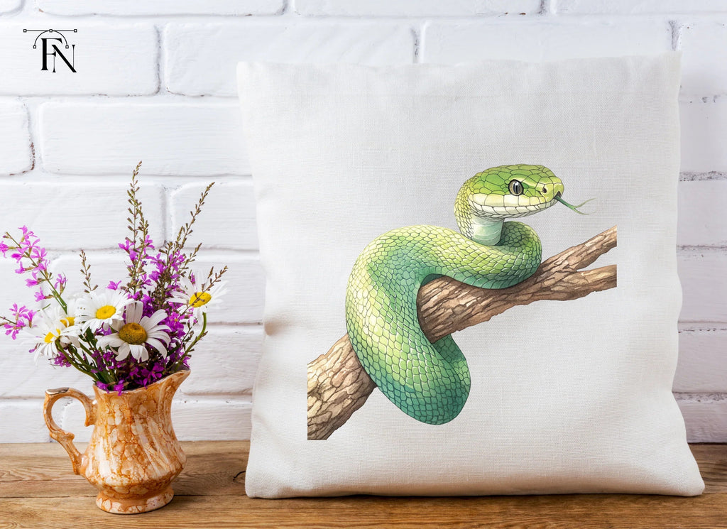 Green Snake on Branch Clipart Bundle