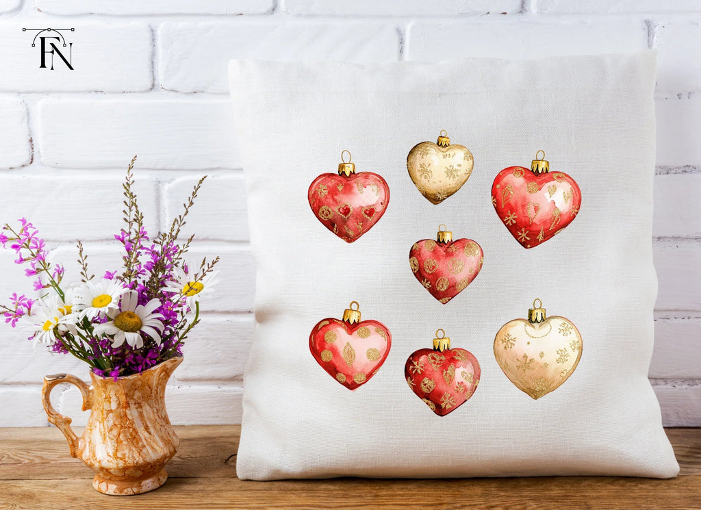 Festive Heart Ornament Clipart Bundle