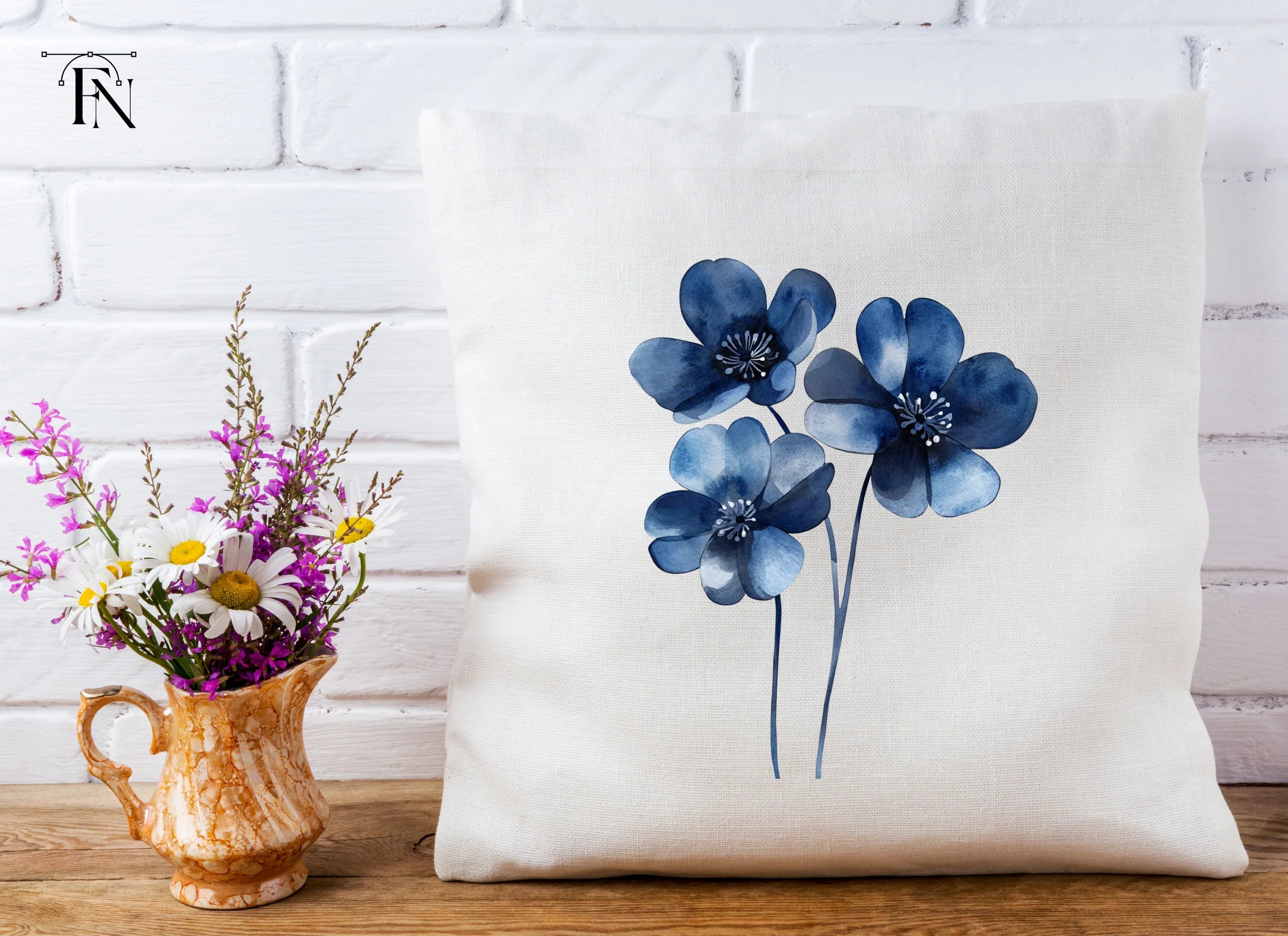 Blue Flowers Clipart Bundle