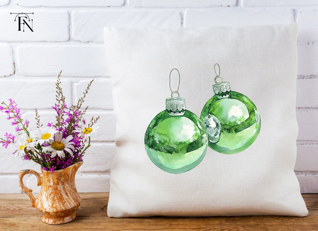 Elegant Green Christmas Baubles Clipart Bundle