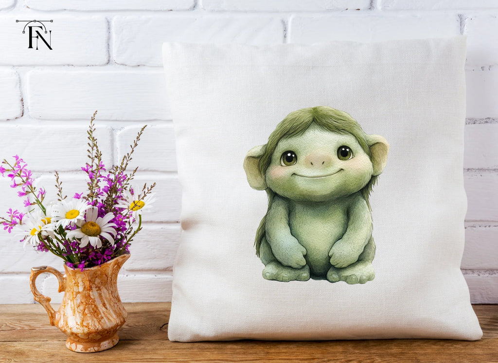 Cute Green Troll Creature Clipart Bundle