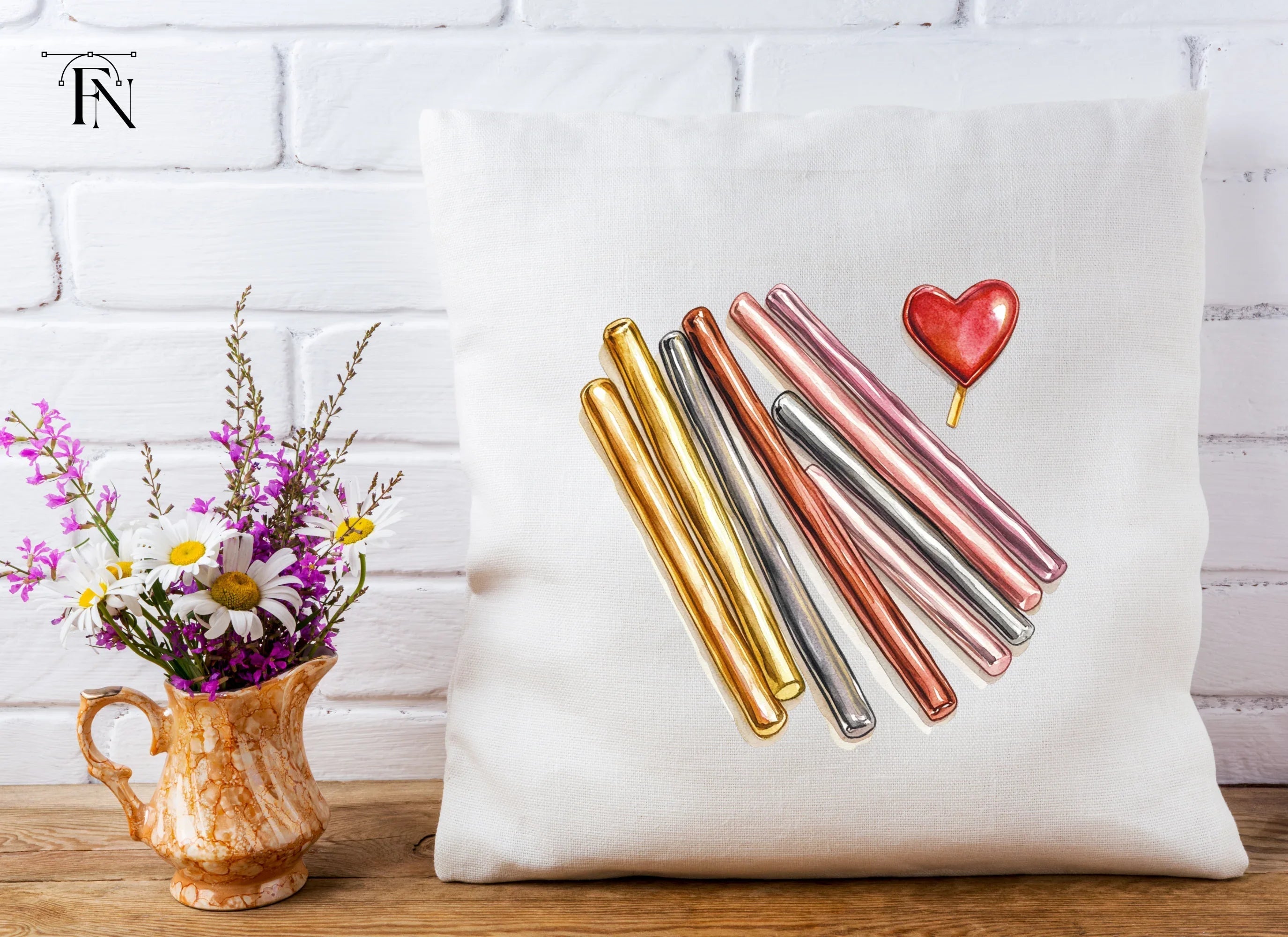 Metallic Wax Seal Sticks with Hearts Clipart Bundle