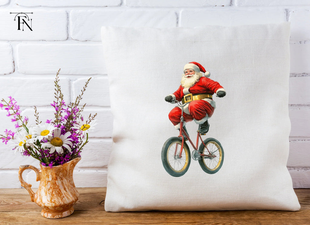 Santa Claus Riding Bicycle Clipart Bundle