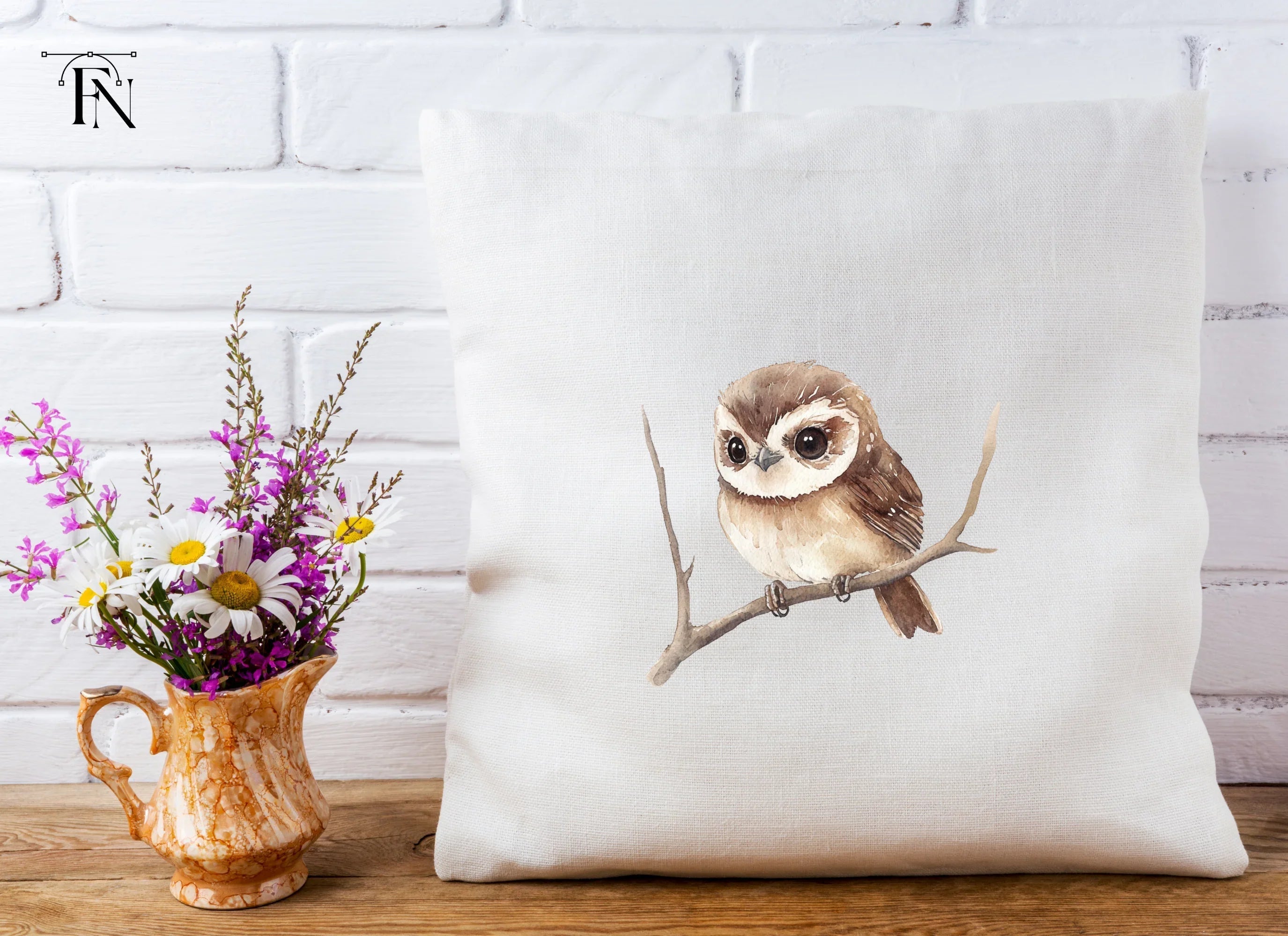 Cute Owl on Branch Clipart Bundle