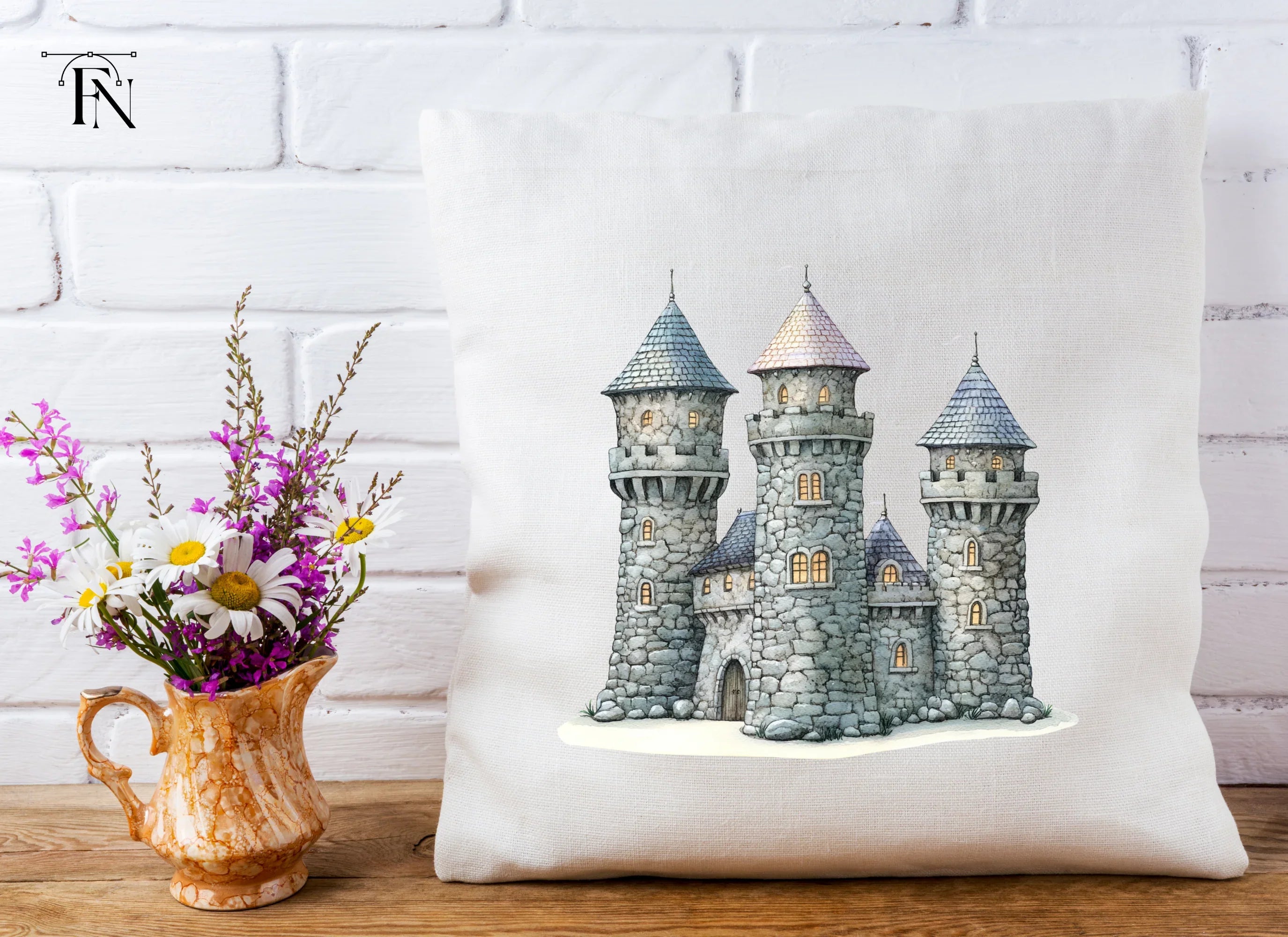 Stone Fantasy Castle Clipart Bundle