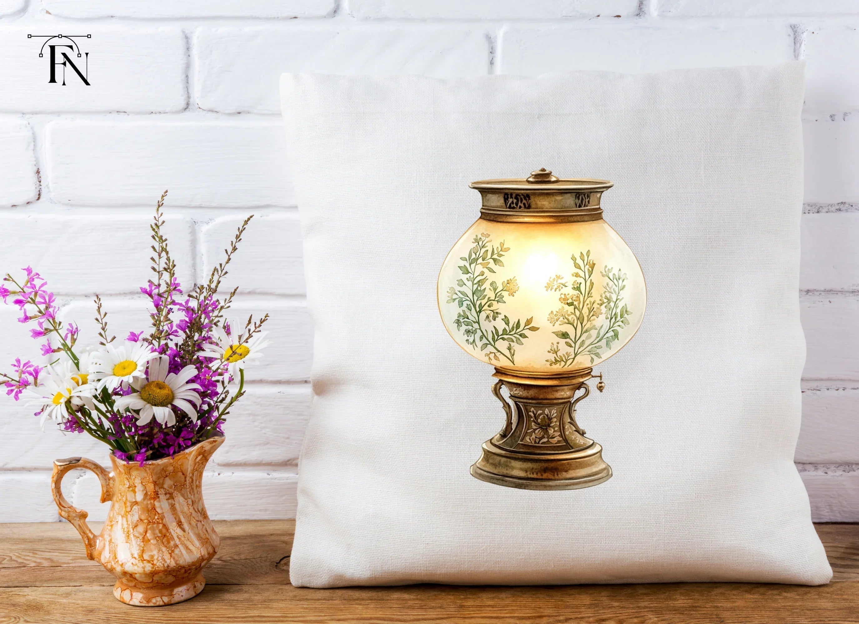 Vintage Floral Lamps Clipart Bundle