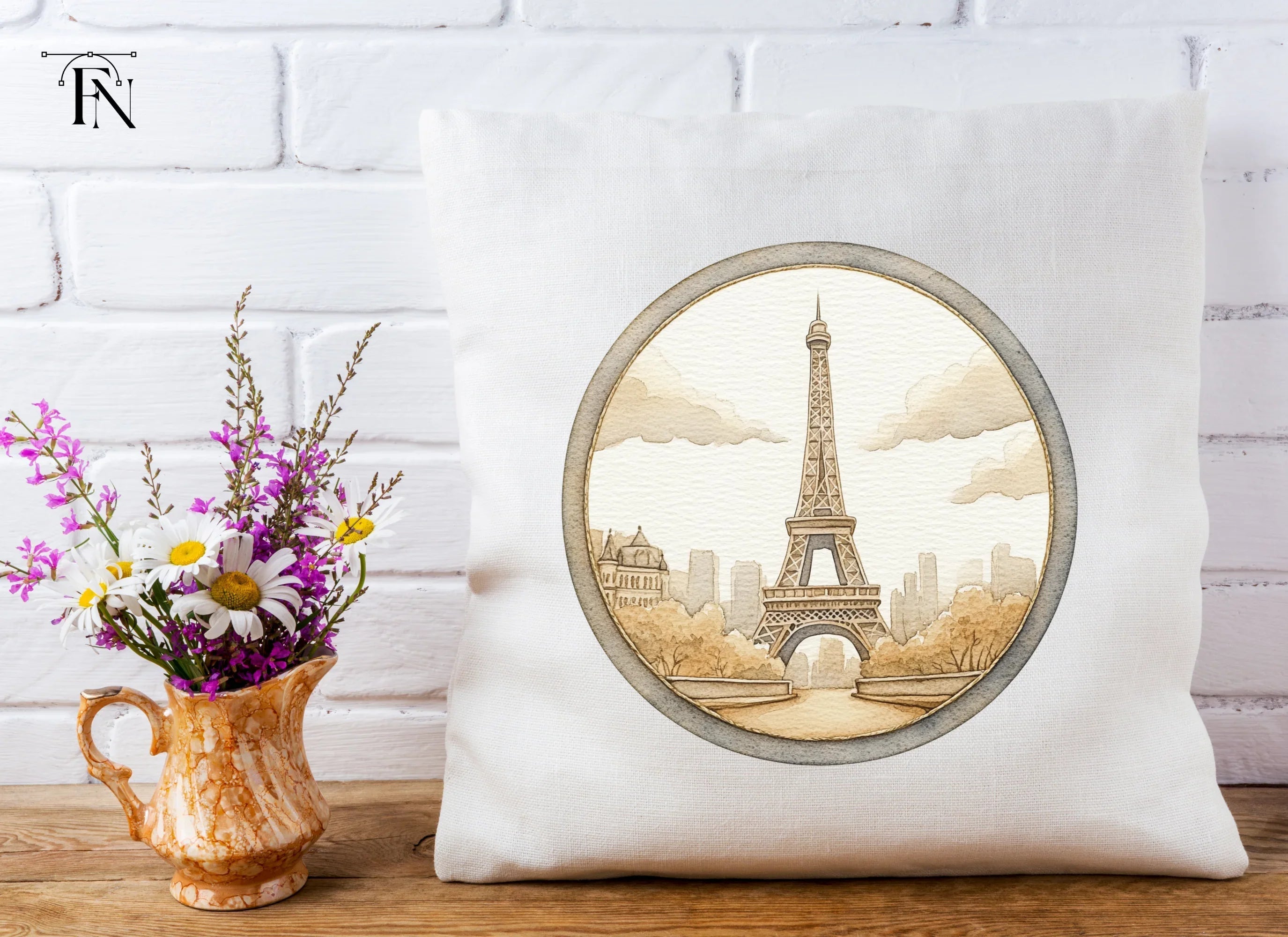 Vintage Eiffel Tower Circle Clipart Bundle