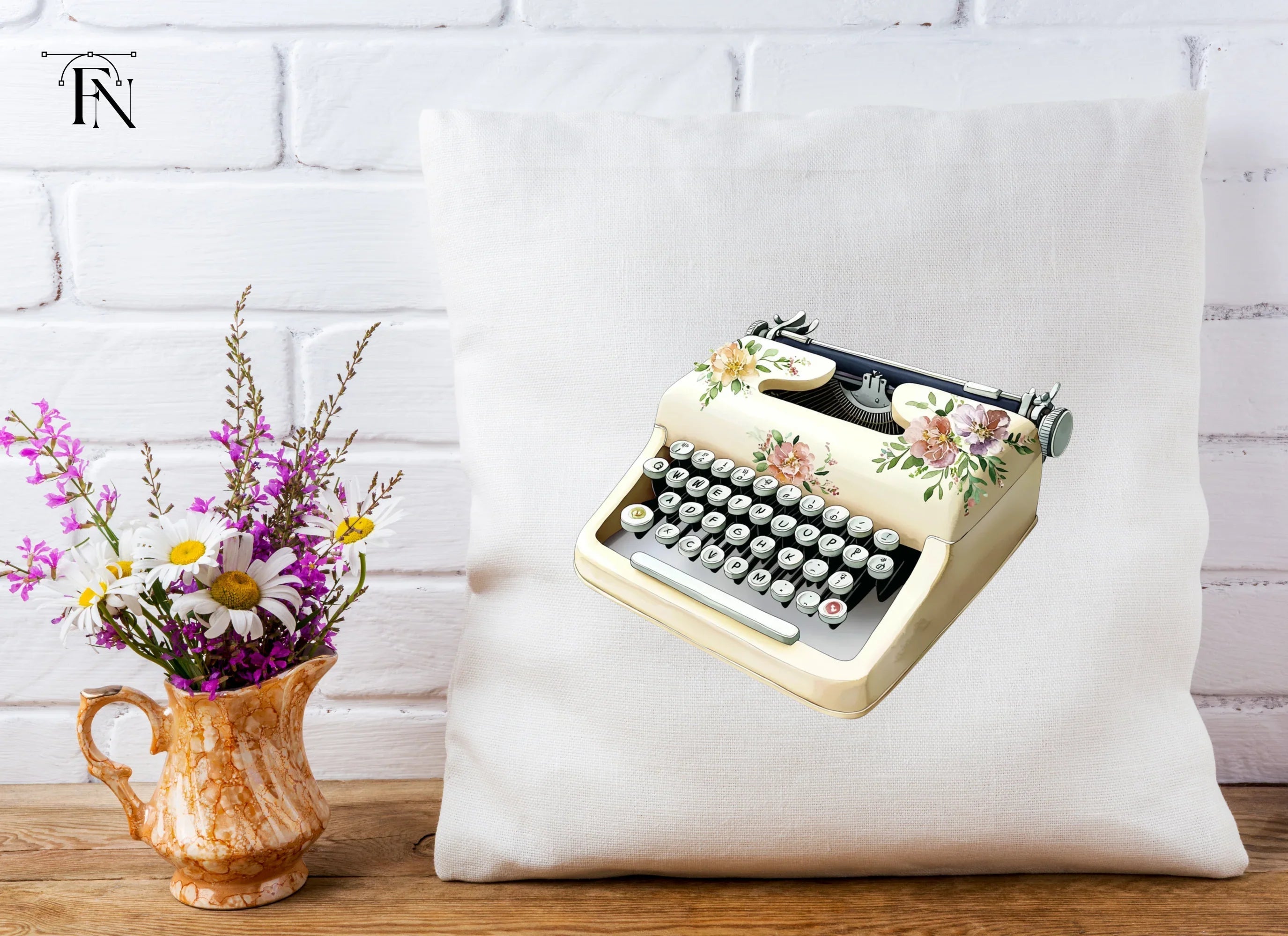 Charming Floral Typewriter Clipart Bundle