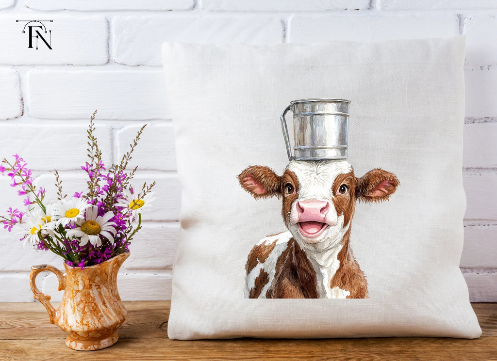 Happy Calves with Milk Pails Clipart Bundle