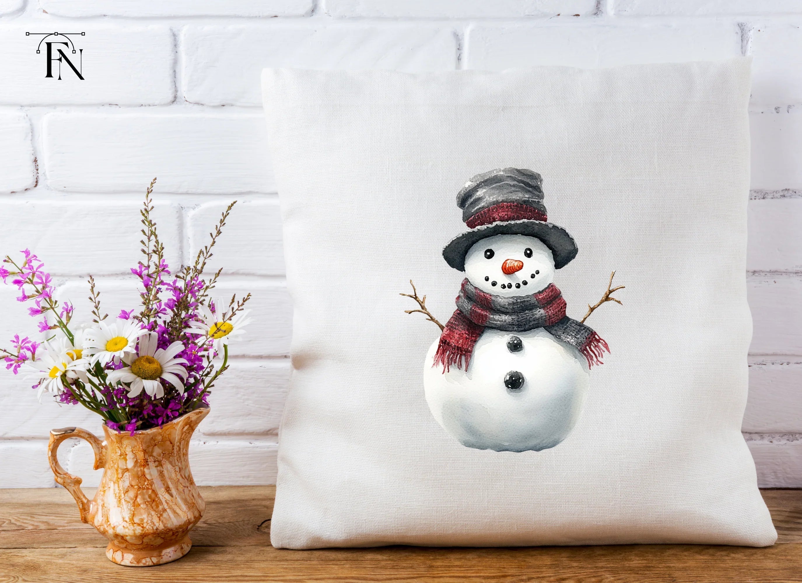 Festive Snowmen with Plaid Accessories Clipart Bundle