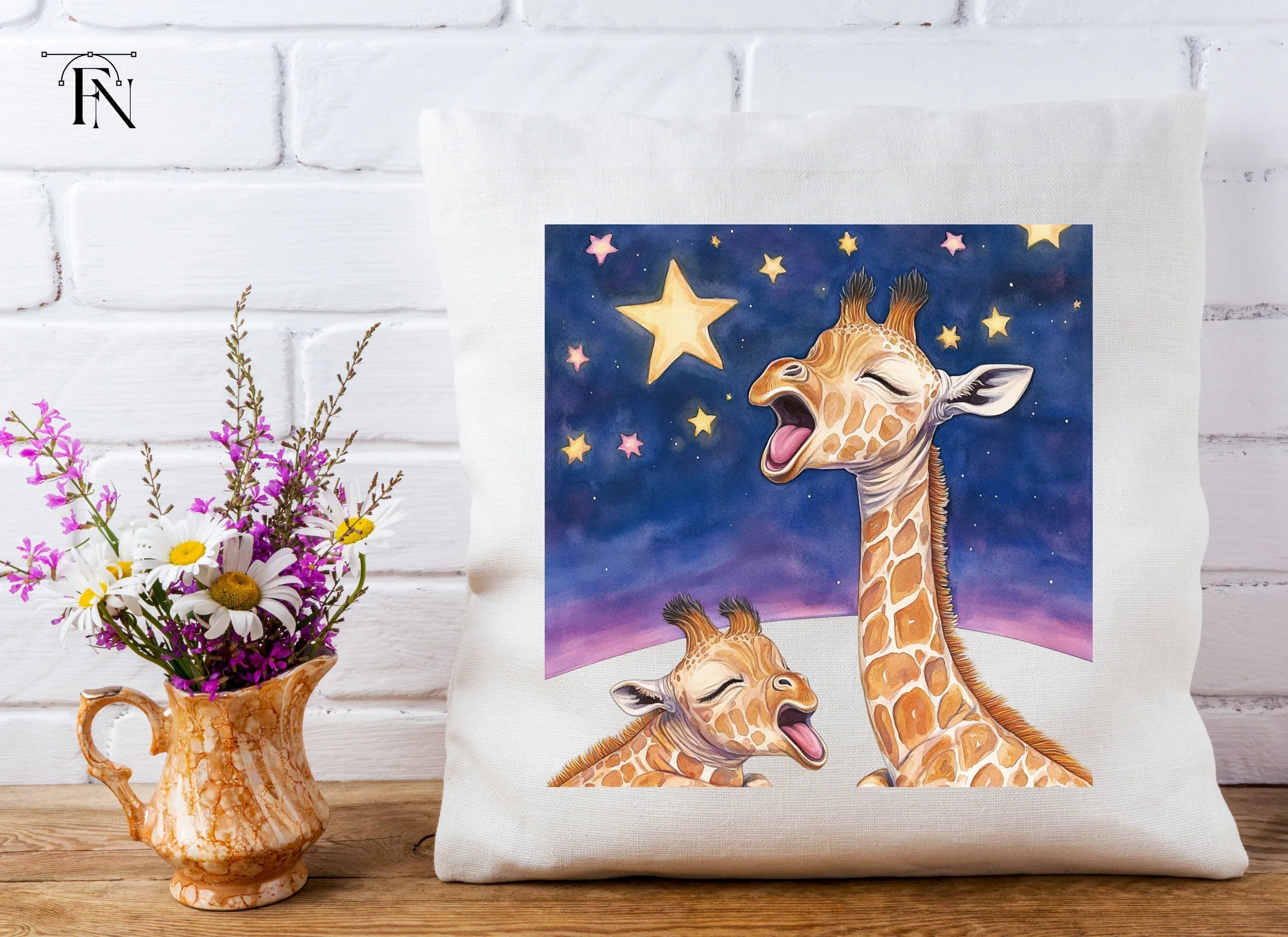 Baby Giraffes Stargazing Clipart Bundle