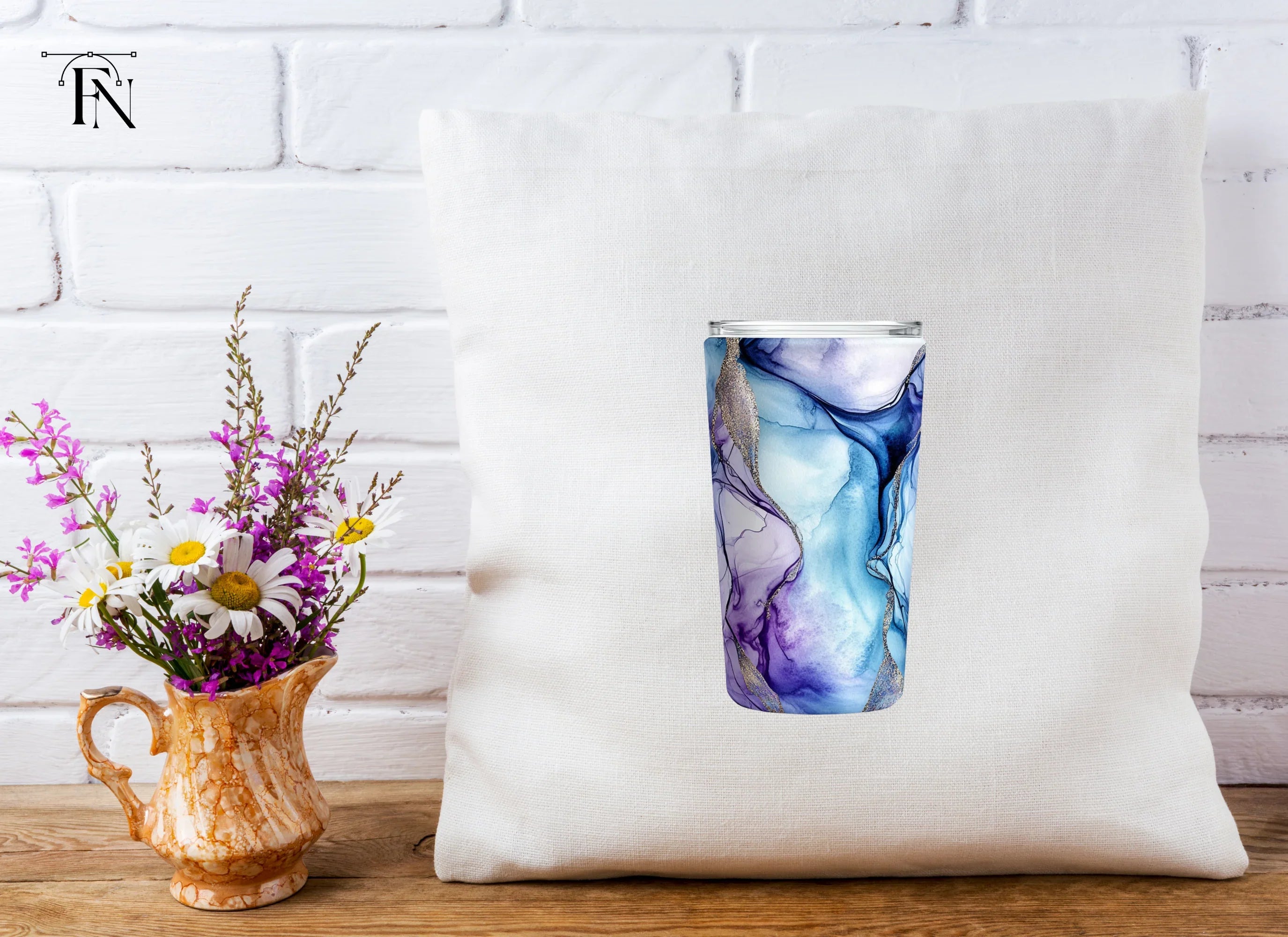 Alcohol Ink Tumbler Clipart Bundle