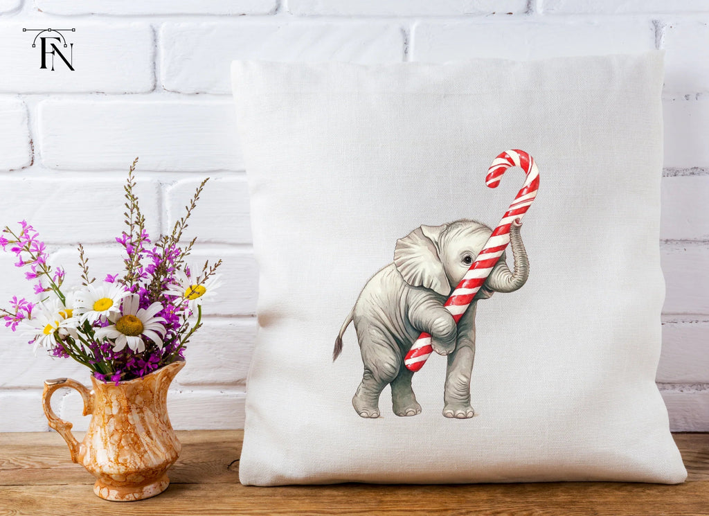 Christmas Elephant with Candy Cane Clipart Bundle