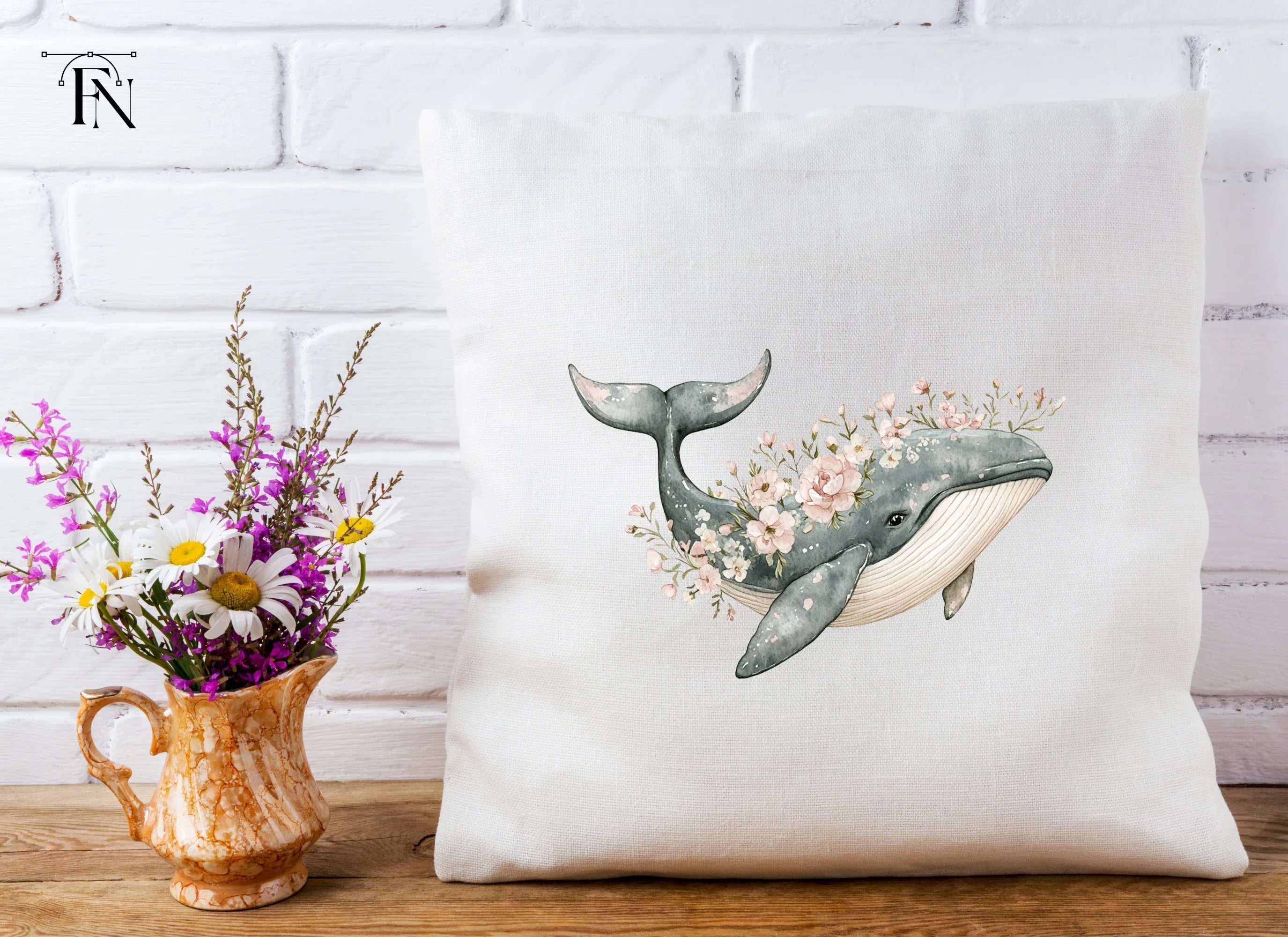 Whale with Flowers Clipart Bundle
