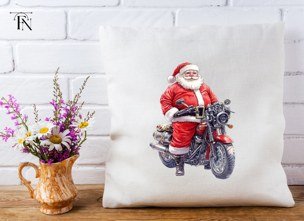 Santa Riding Motorcycle Christmas Clipart Bundle
